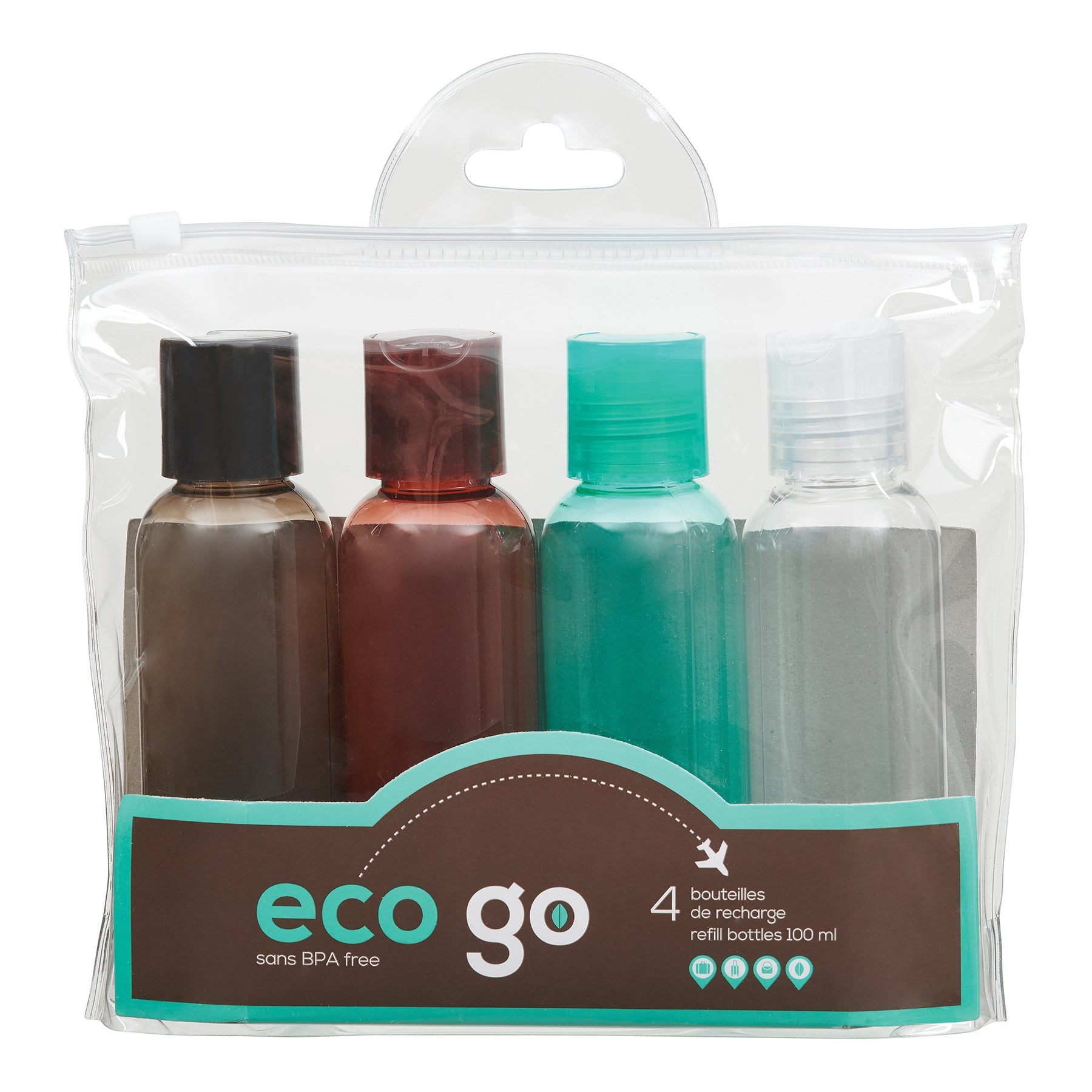 Eco Go Travel 4 Refill Plastic Bottles 3.38oz