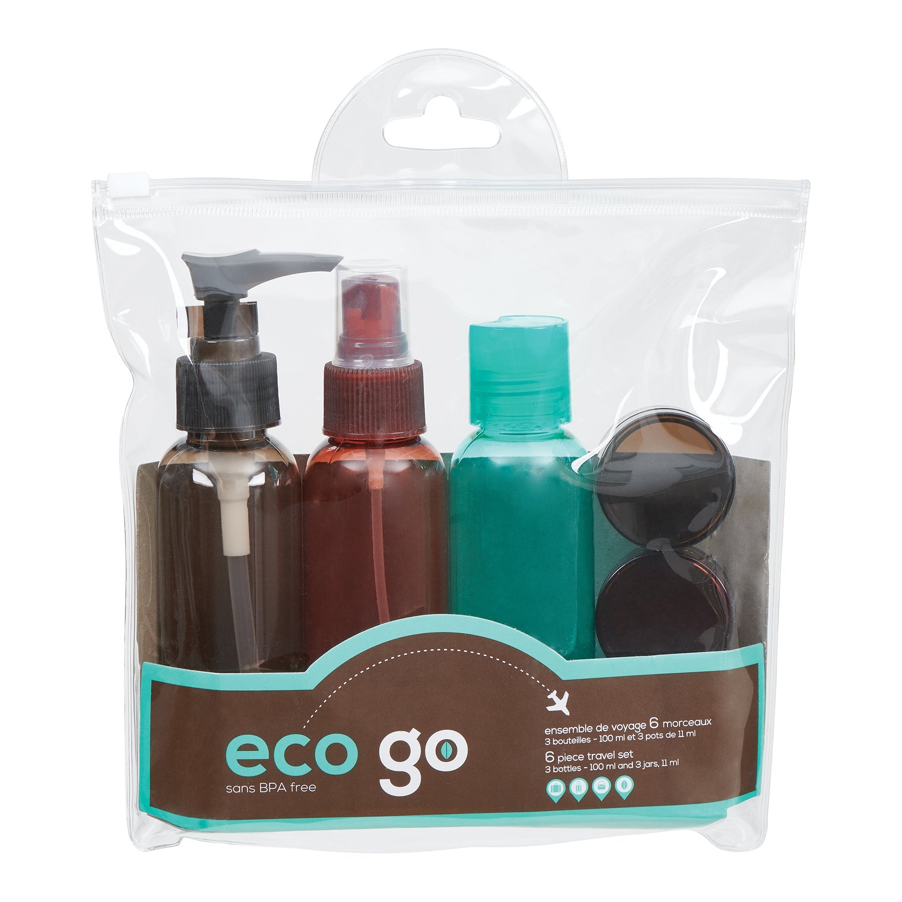 Eco Go Travel 6pcs Bottles and Jars 3.38oz - 0.37oz