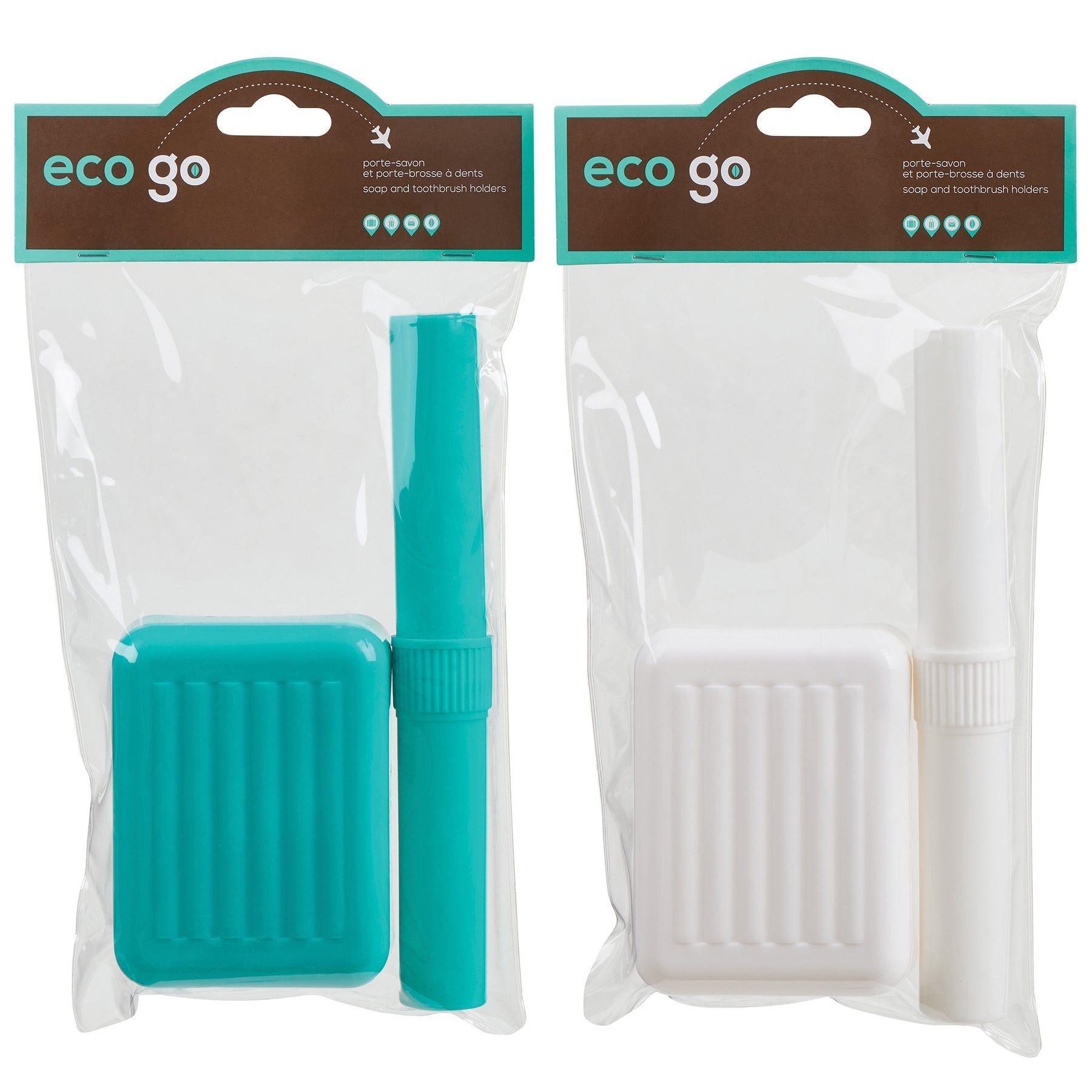 Eco Go Travel 2pcs Soap and Toothbrush Holder 4x3x1.8in - 8in