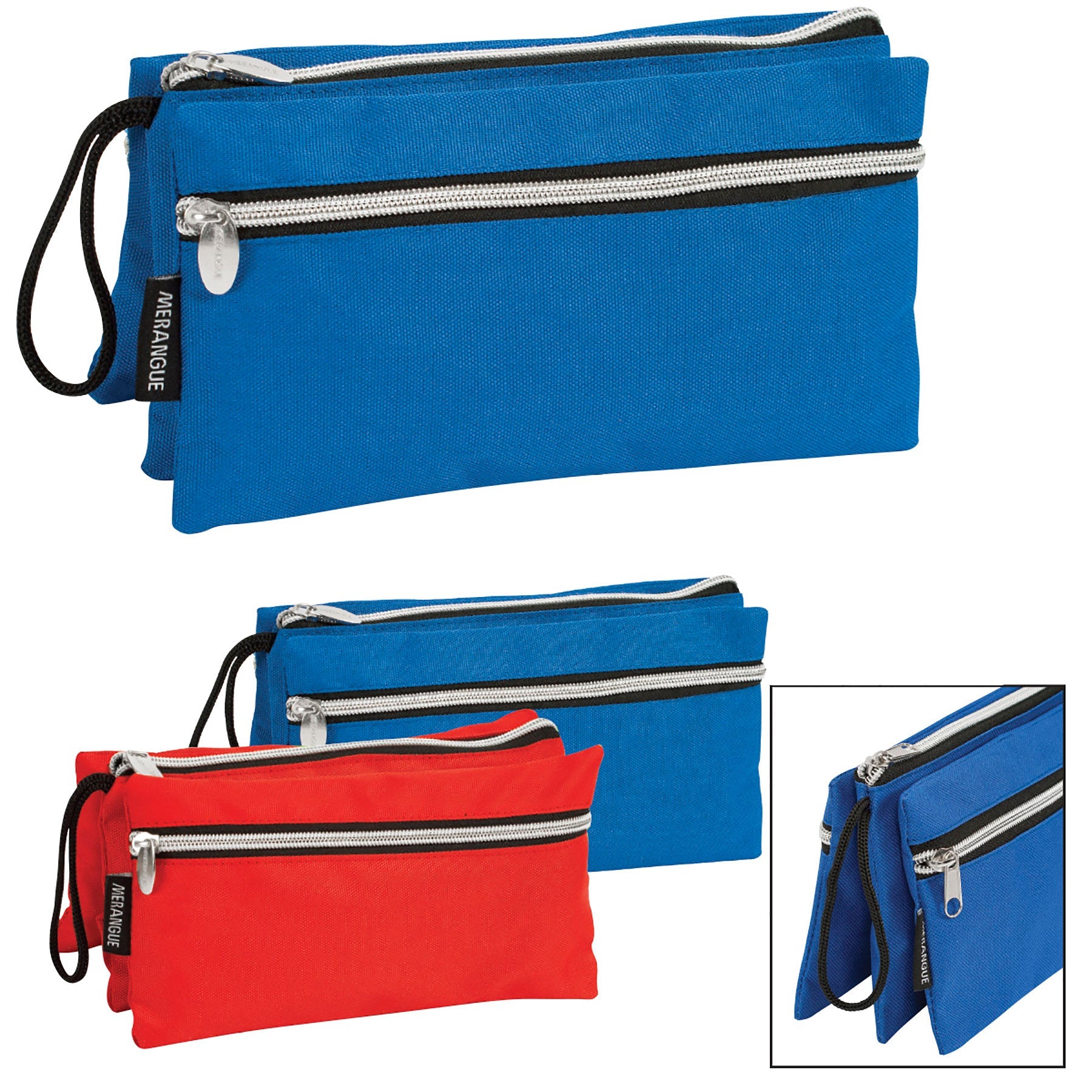 Merangue Pencil Case with 3 Compartments 8.75x5x1in