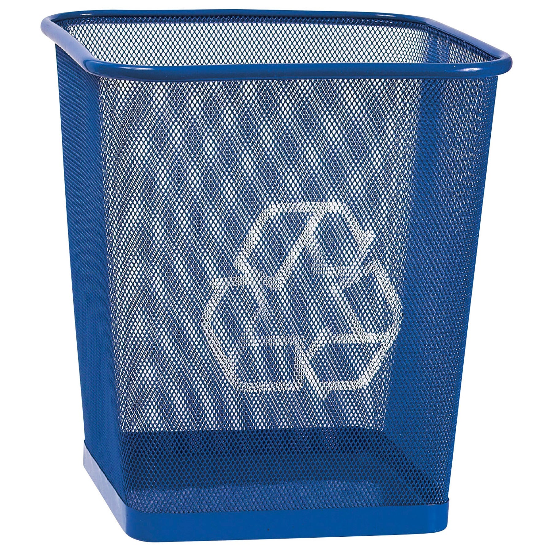 Merangue Metal Mesh Recycle Waste Basket Blue 10.5W x 10.5D x 12H in