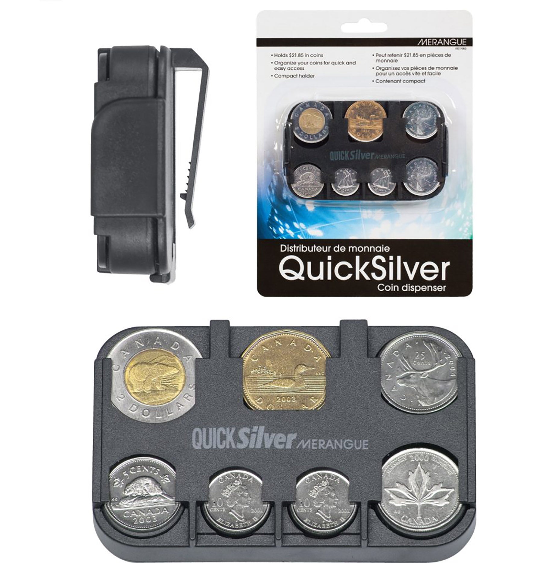 Merangue Quicksilver Coin Dispenser 4x2.5x0.75in