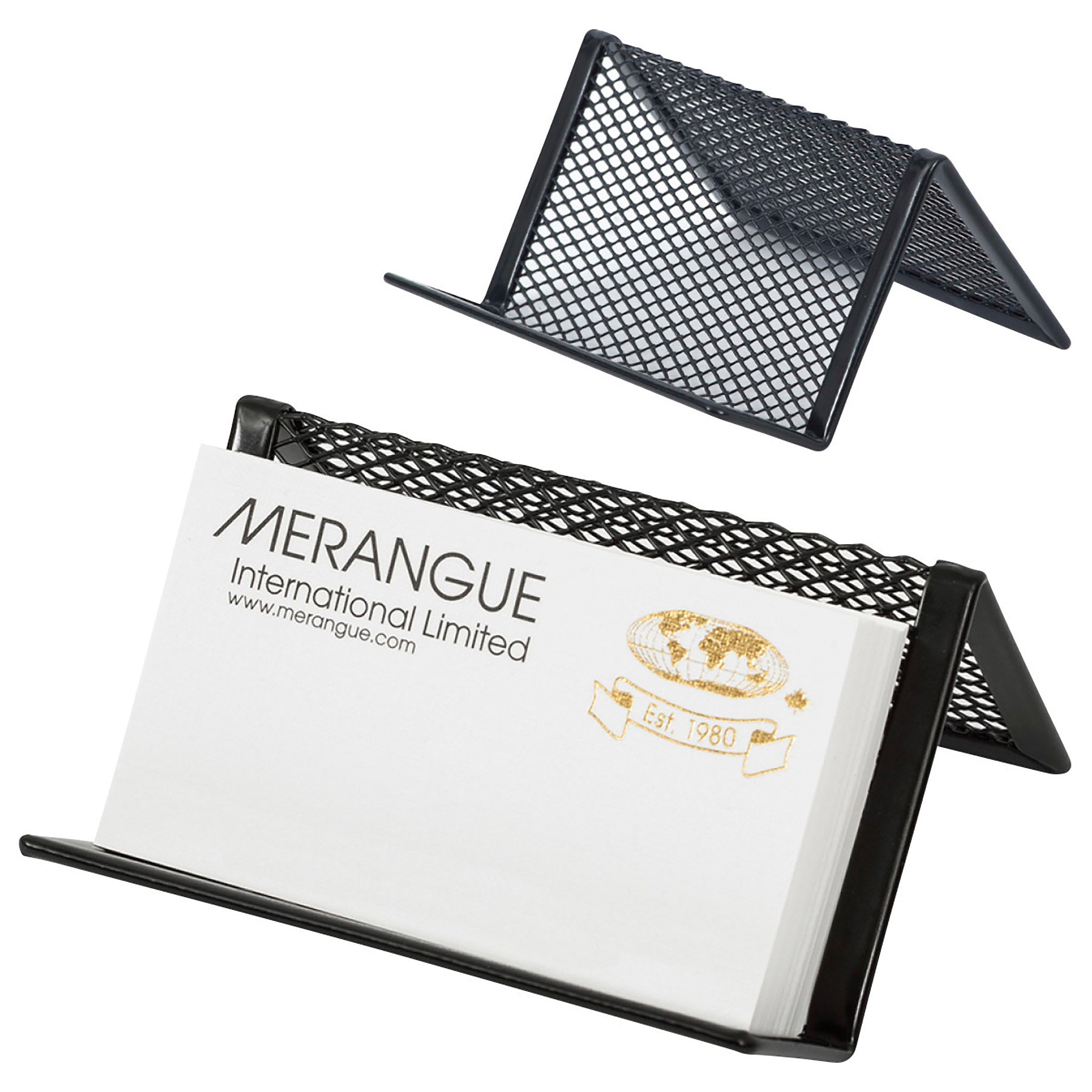 Merangue Business Card Holder Black Metal 3.75x3.25x2.3in
