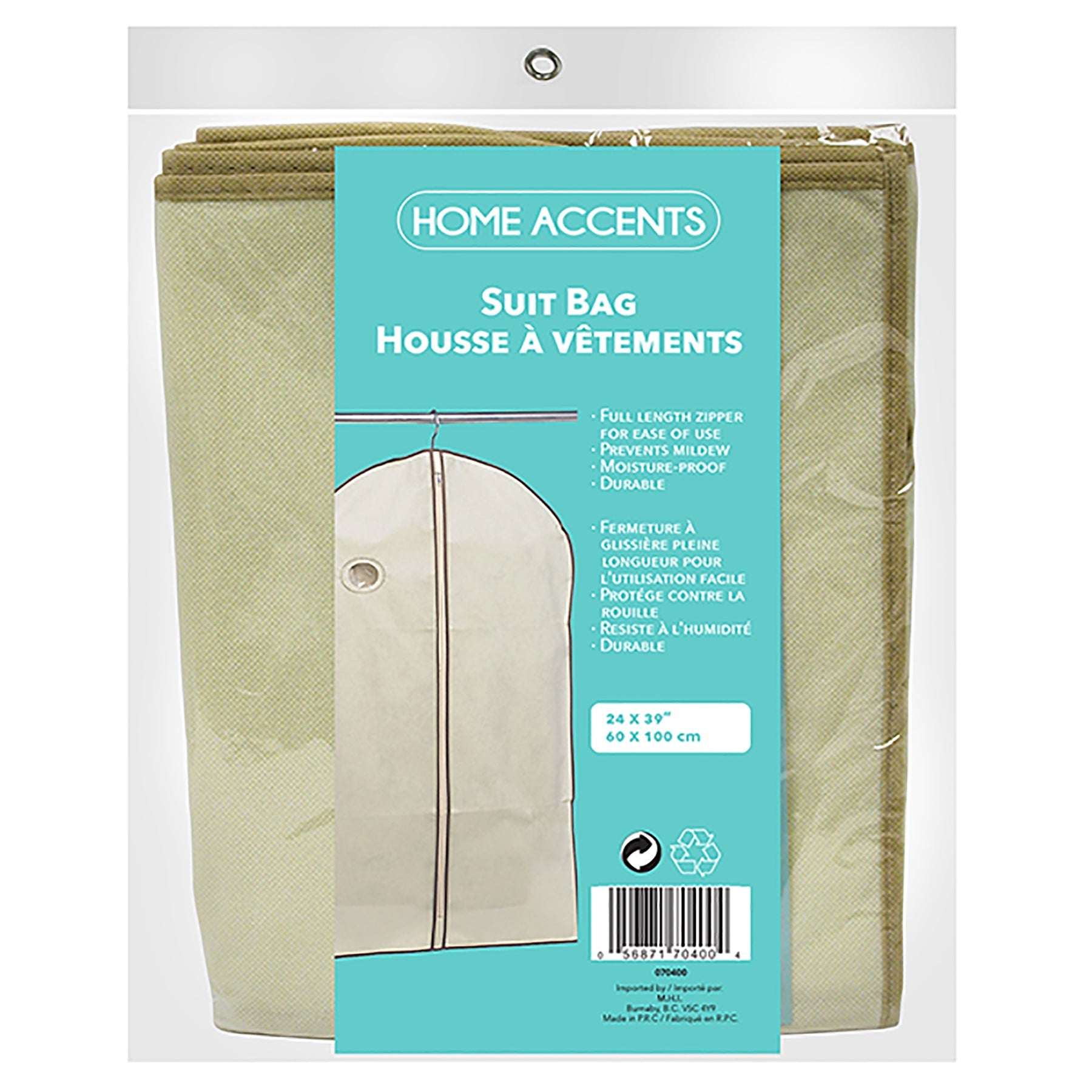 Home Accents Suit Bag with Zipper 24x39in