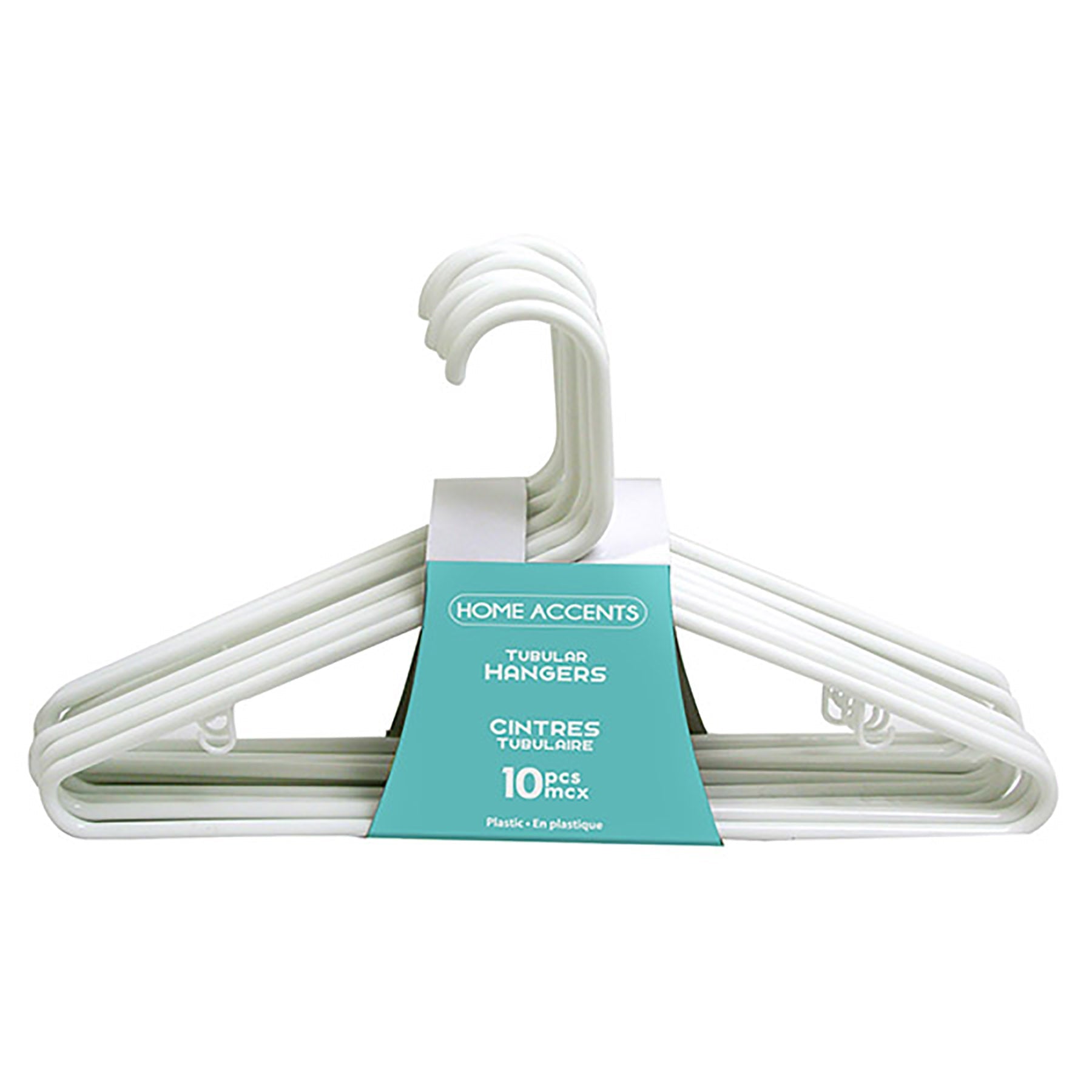 Home Accents 10 Tubular Hangers White Plastic  15.5in