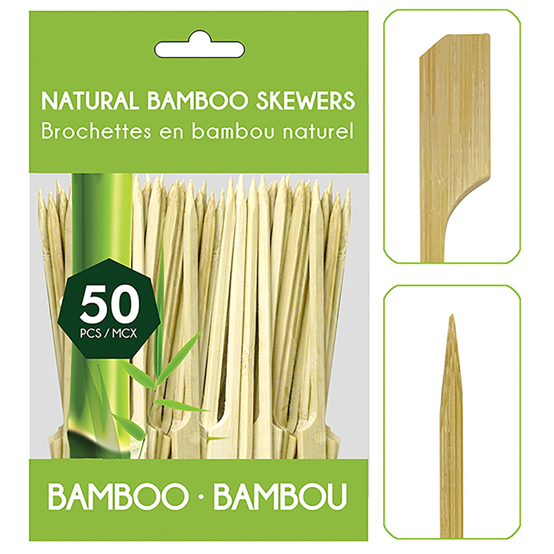 50 Bamboo Skewers with Paddle End 3.5in