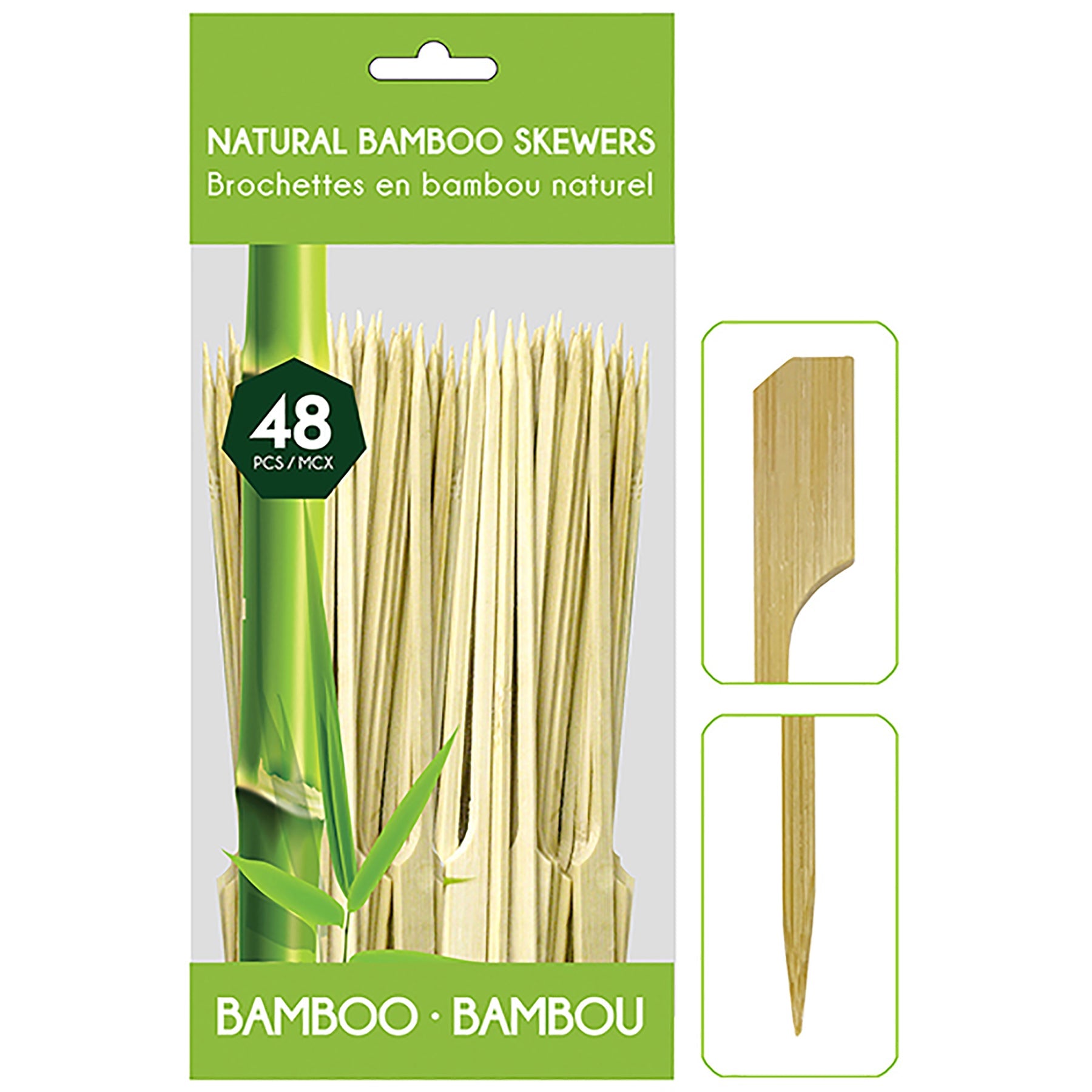 48 Bamboo Skewers with Paddle End 6in
