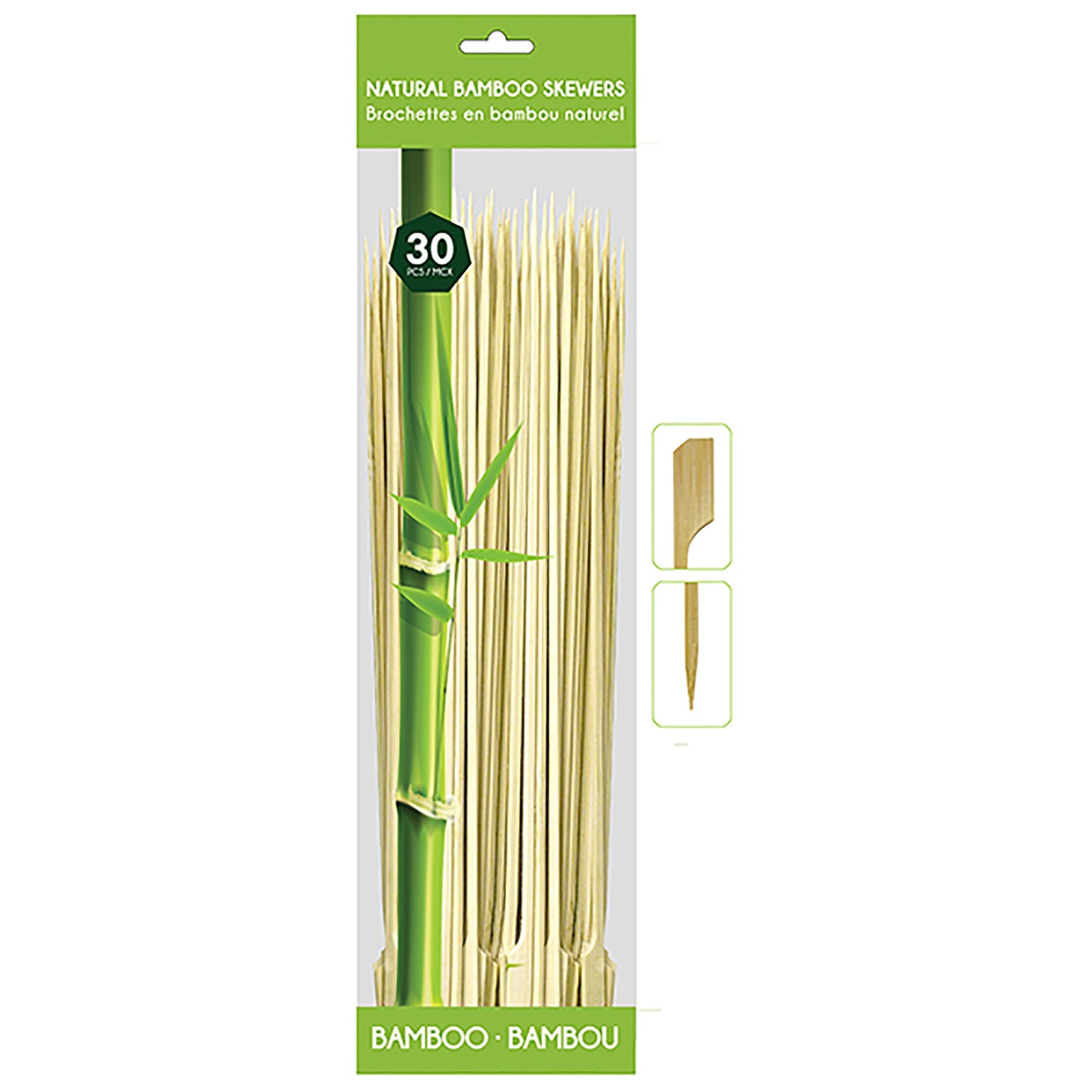 30 Bamboo Skewers with Paddle End 12in