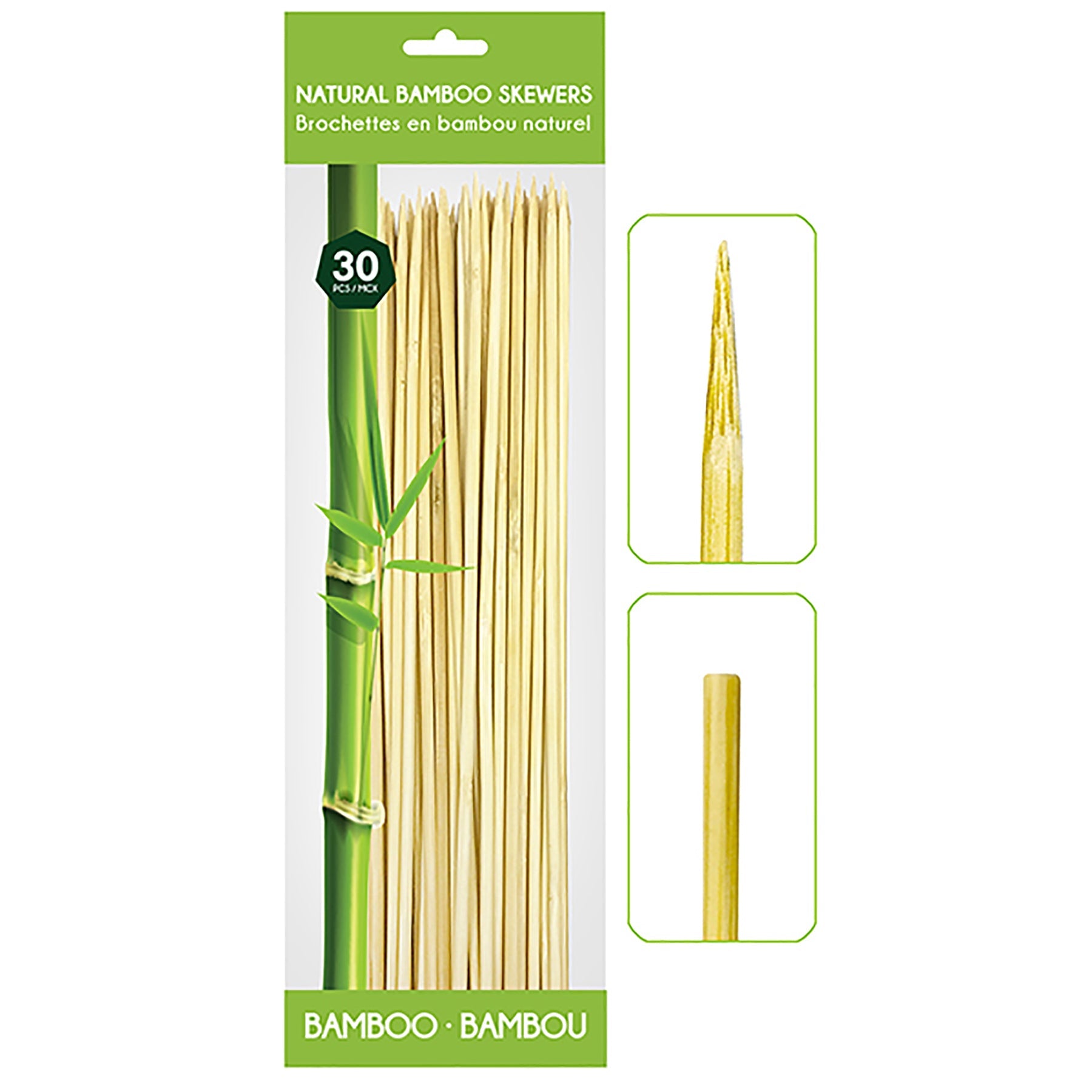 30 Round Bamboo Skewers 12in