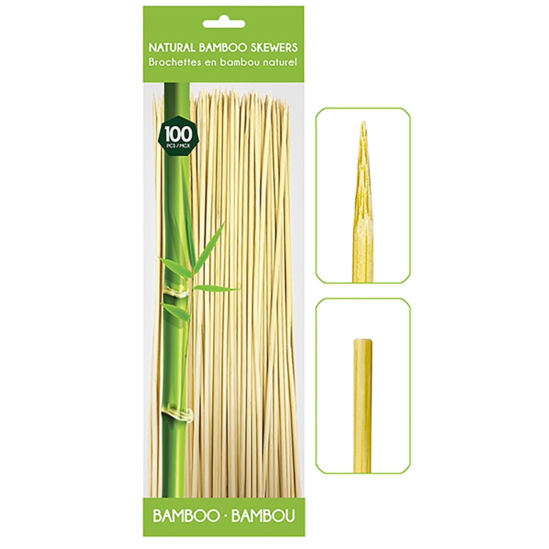 100 Round Bamboo Skewers 12in