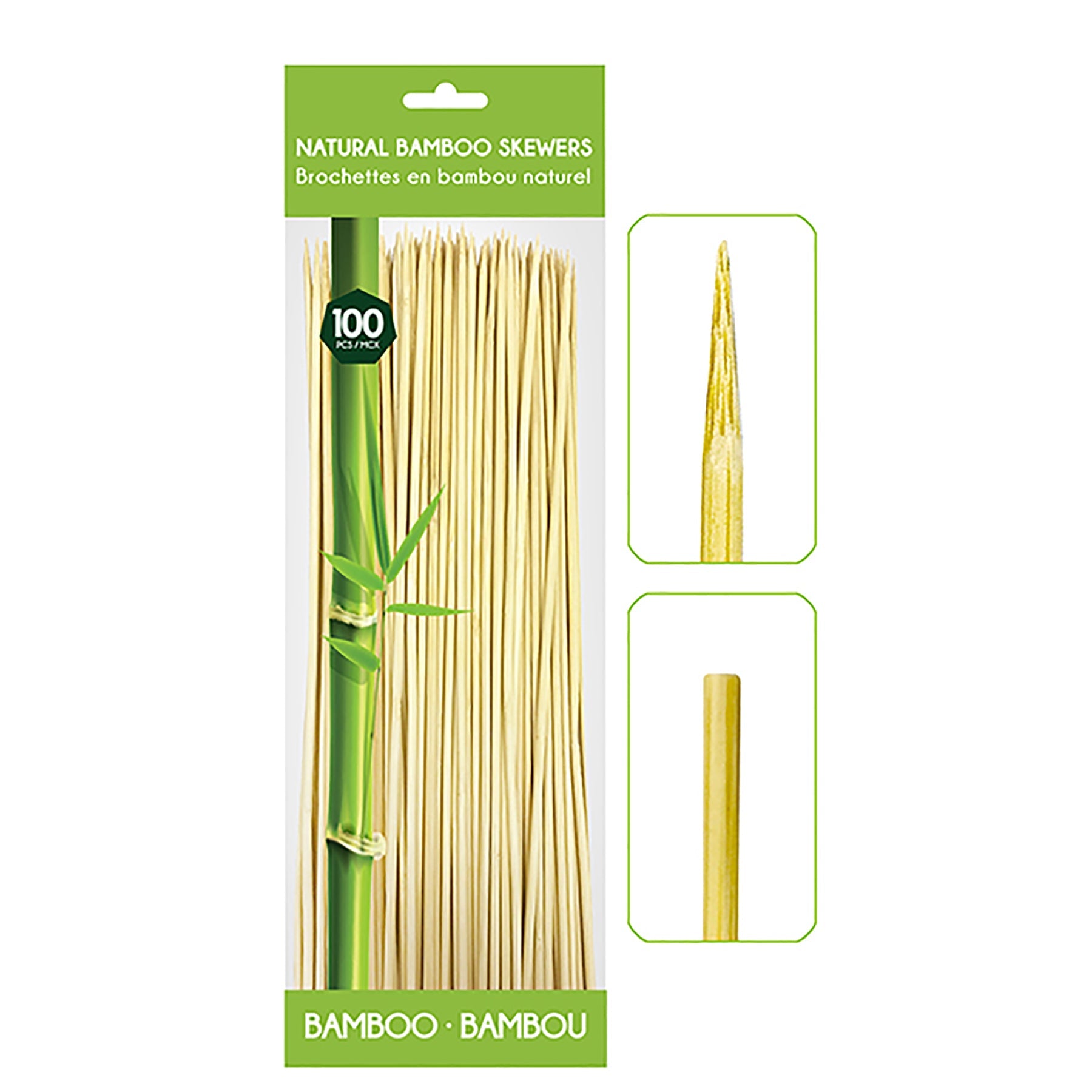 100 Round Bamboo Skewers 10in