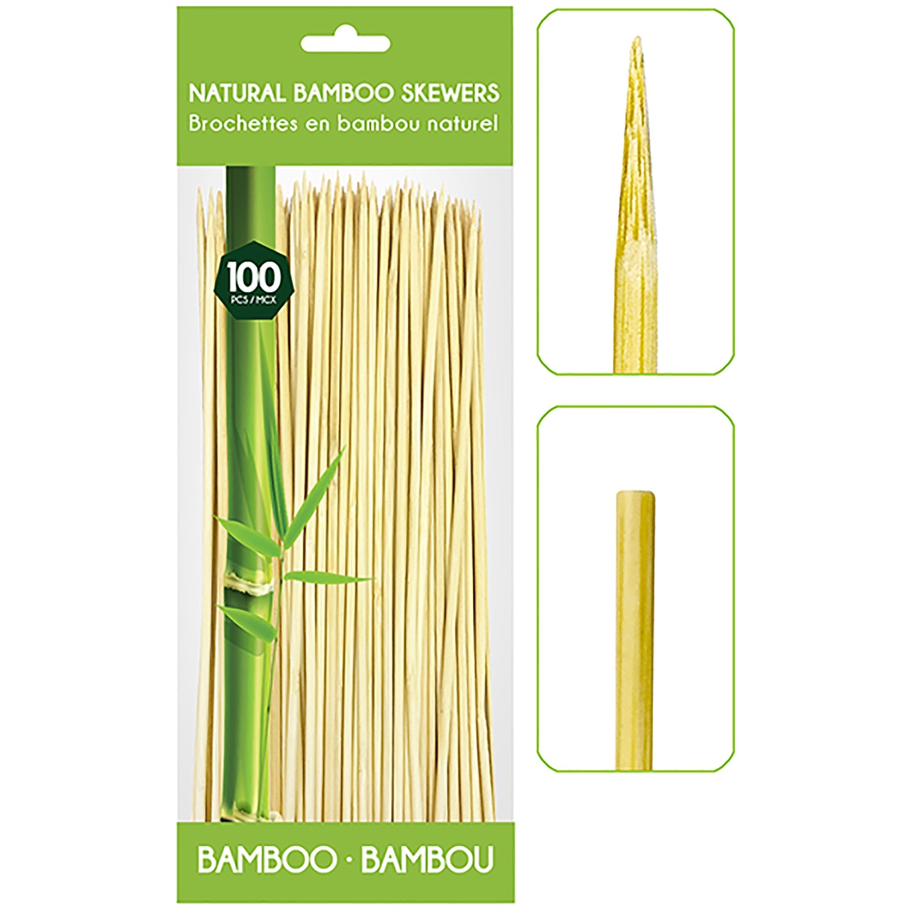 100 Round Bamboo Skewers 6in