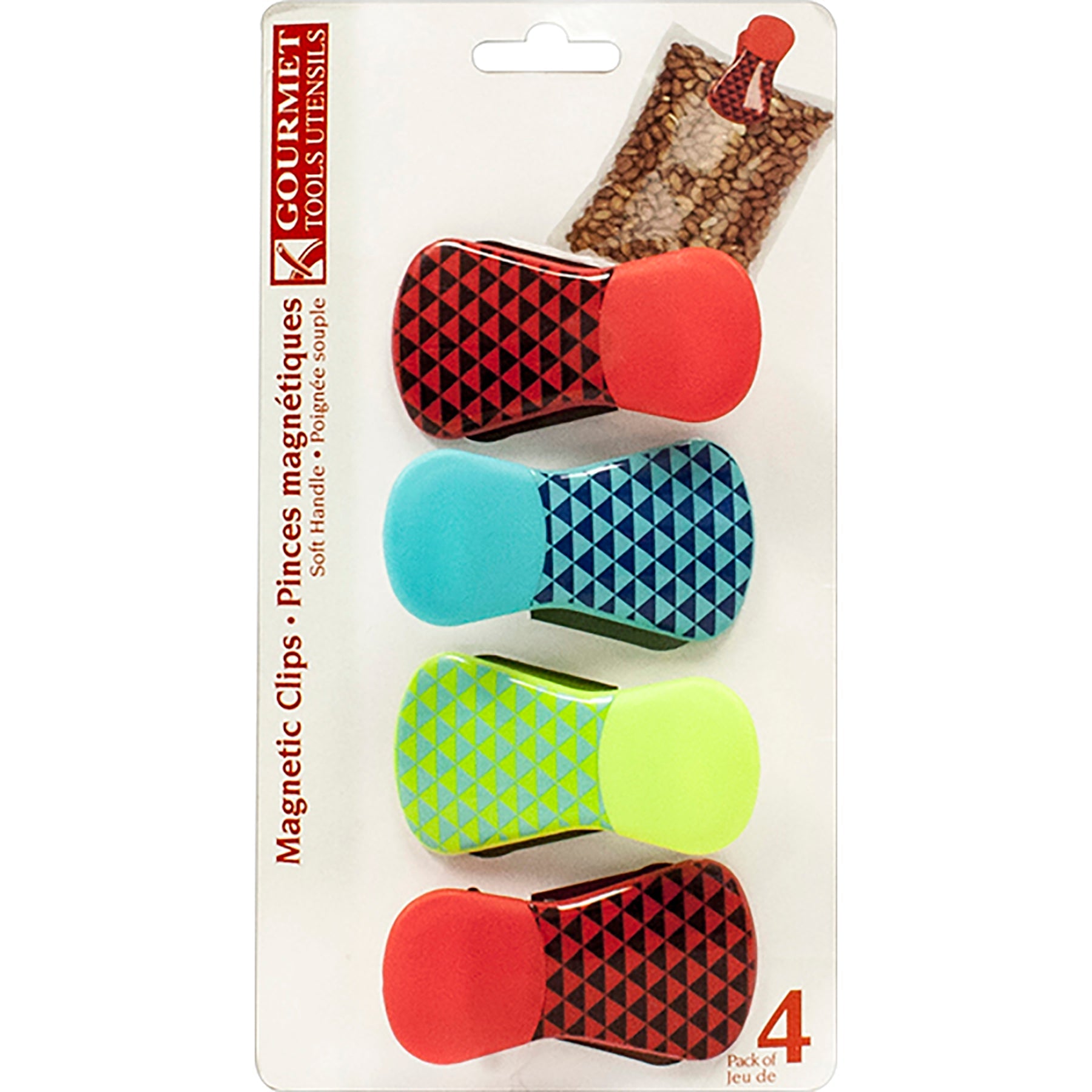 Gourmet 4 Magnetic Clips Soft Handle 2.75in