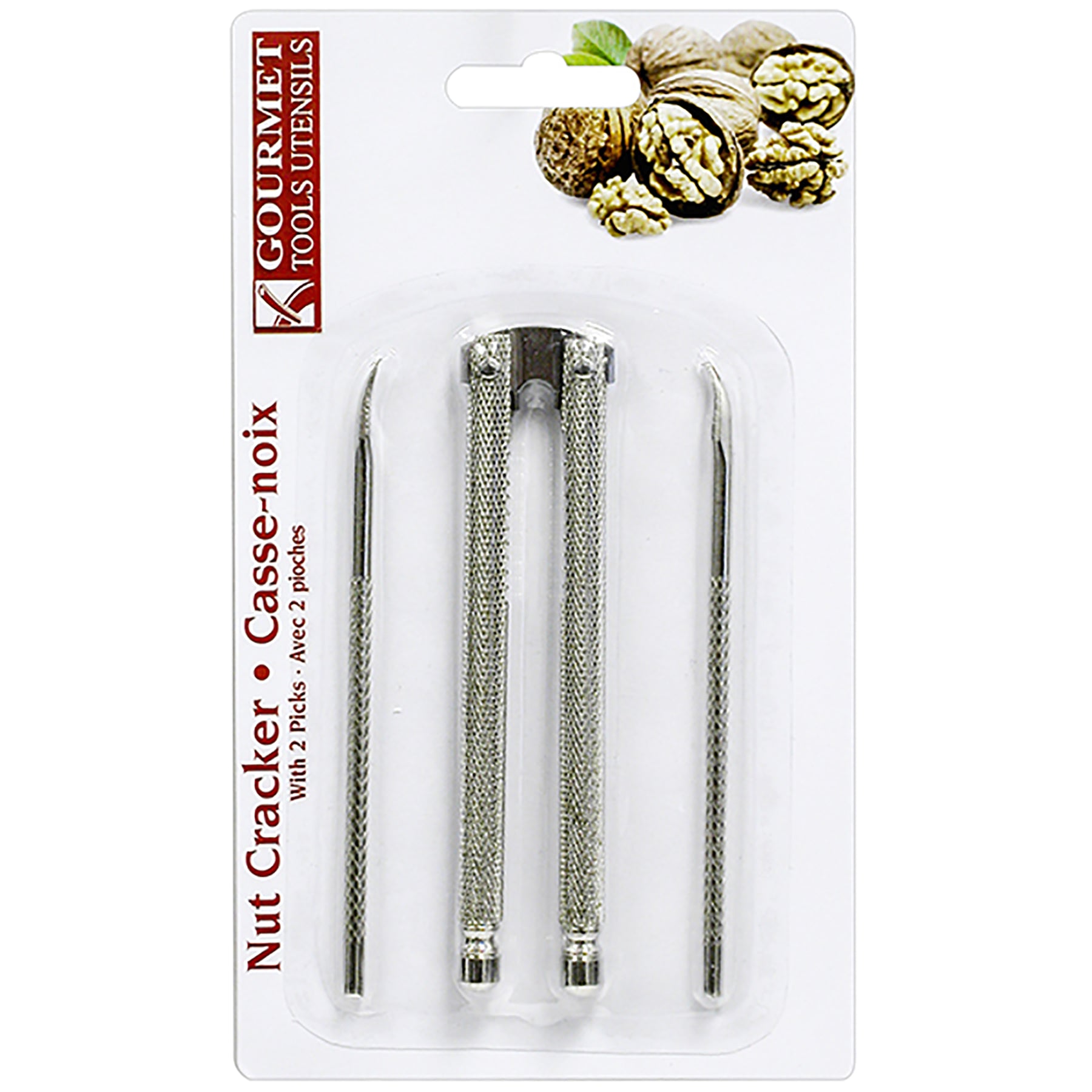 Gourmet 3pcs Nut Cracker Set Stainless Steel 4.8in