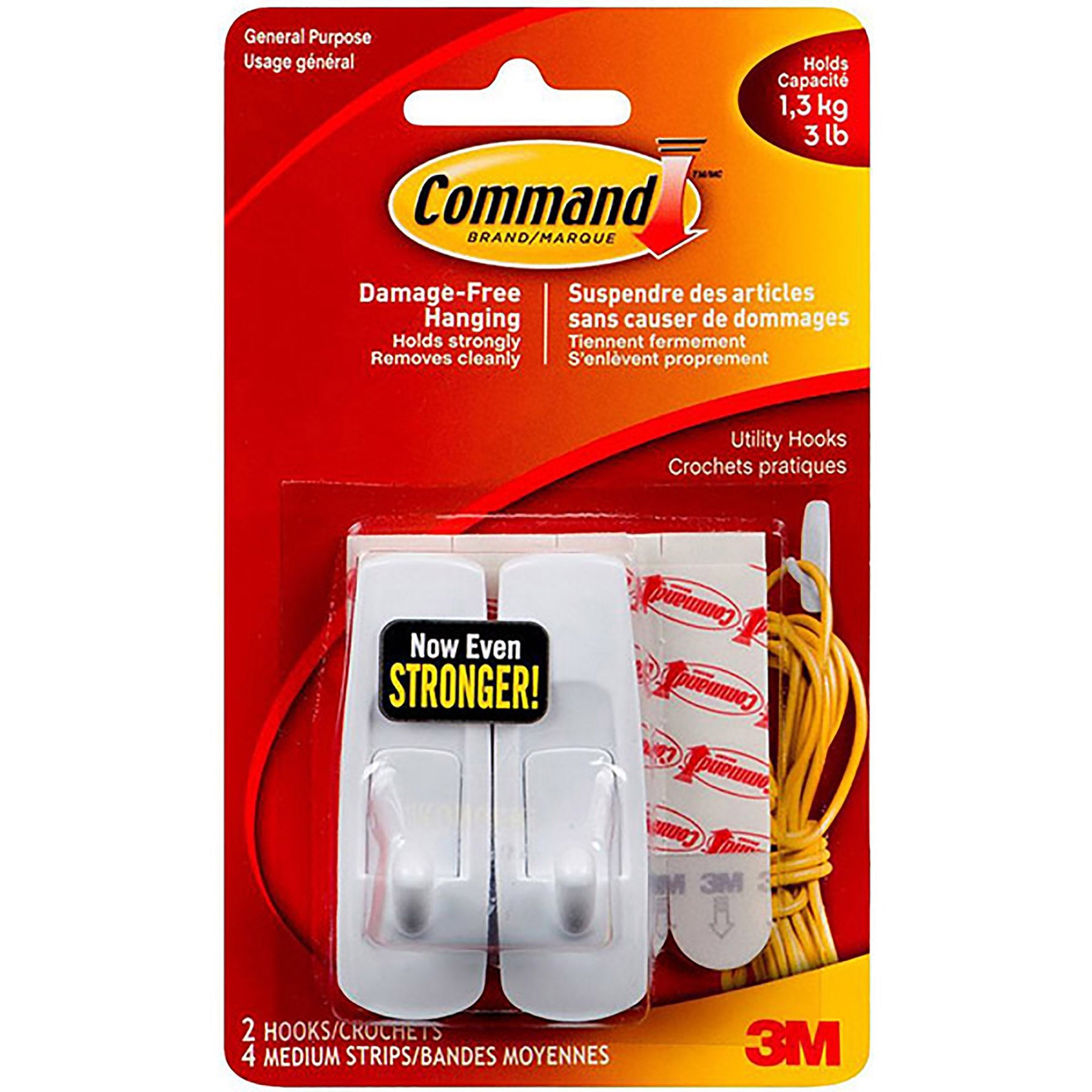 Command 2 Strip Hangers Holds 3lb Medium 2.8in