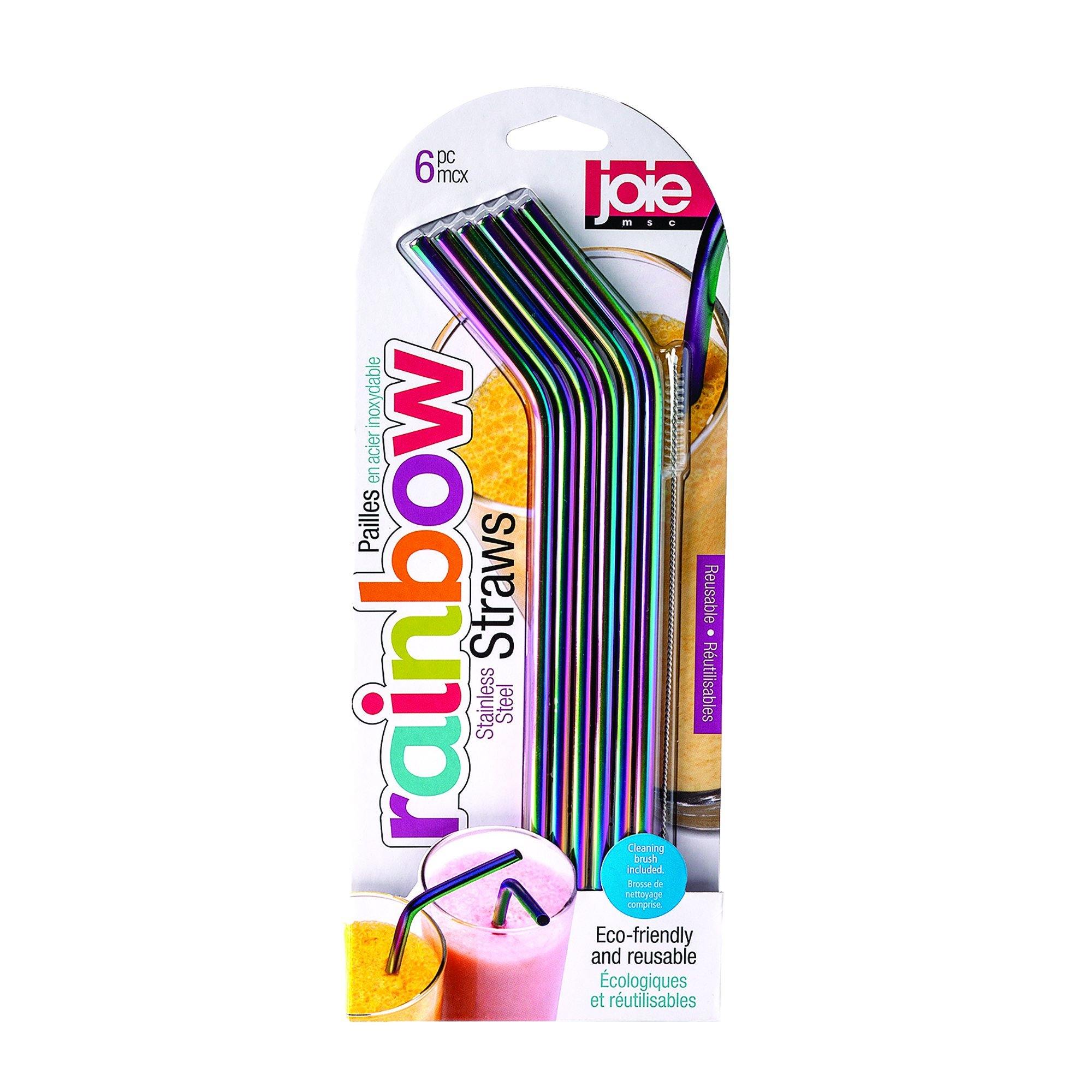 Joie MSC Iridescent Ss Rainbow Straws 6Pc - Dollar Max Depot