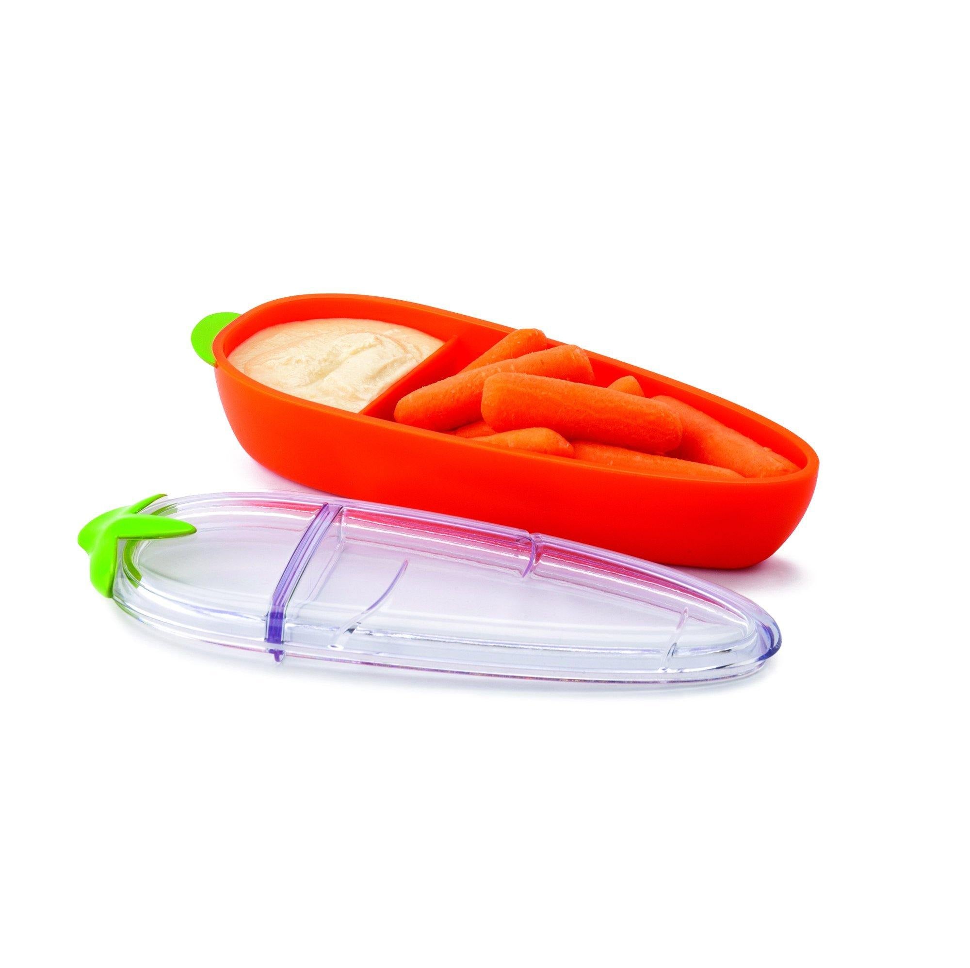 Joie Snack and Dip Container Carrot Shaped Plastic 7x2.5x1.5in