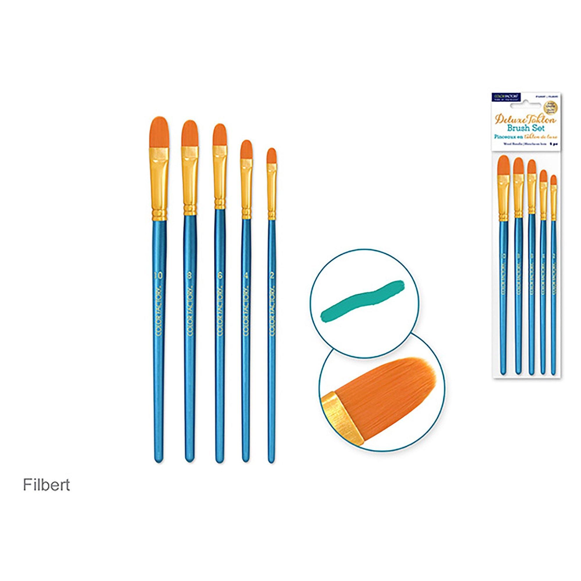 Filbert Artist Brush Set: Canva Deluxe Taklon Brush Sets X5 Wood Handle - Dollar Max Dépôt