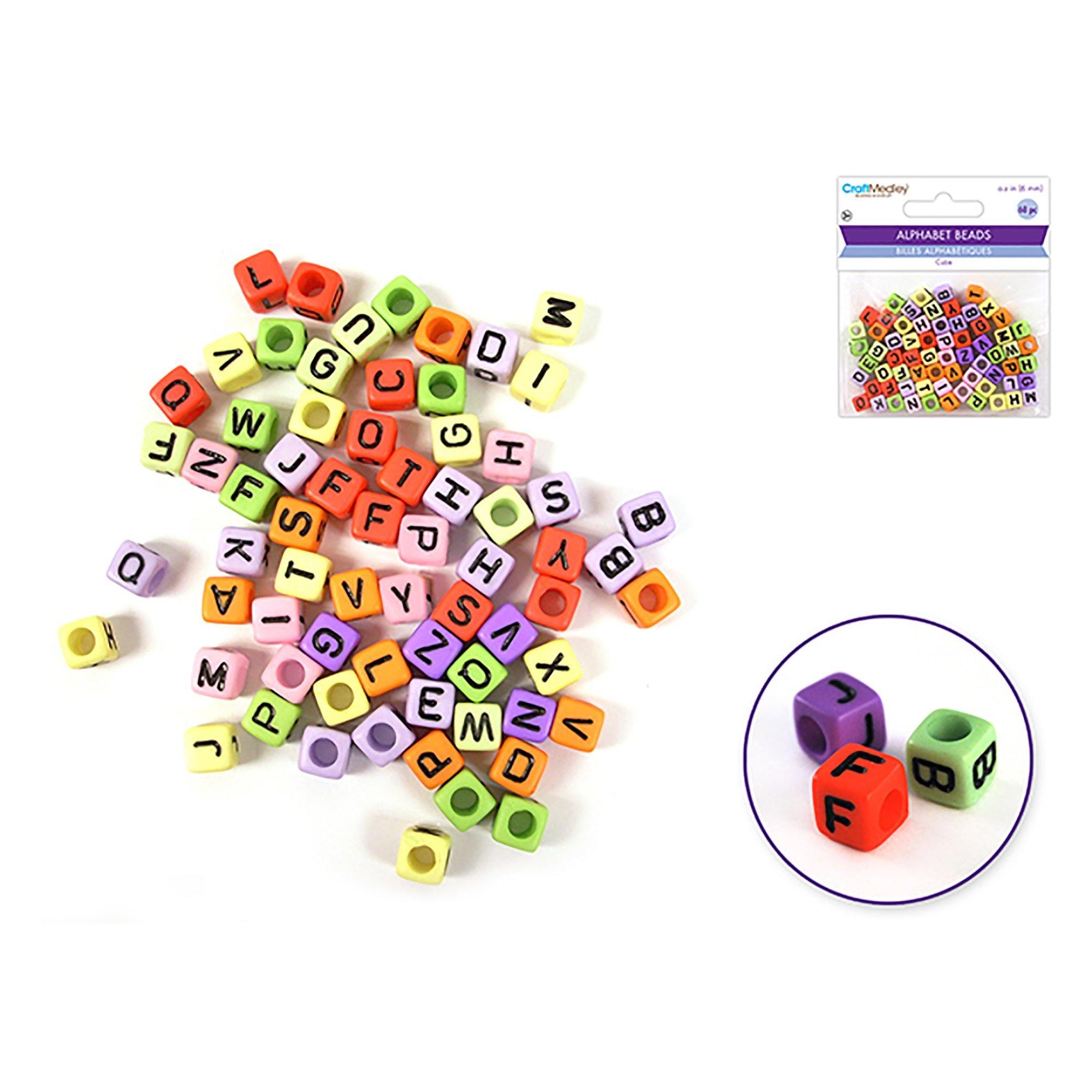 Multi Mix Alphabet Beads : 6Mm Cube X68 - Dollar Max Dépôt