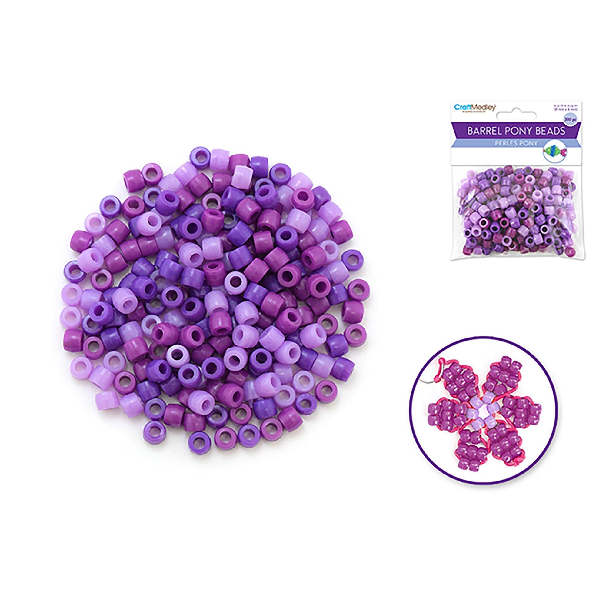Viola Pony Beads : 8Mmx6Mm Barrel Color-Mix Value-Pak X200 - Dollar Max Dépôt