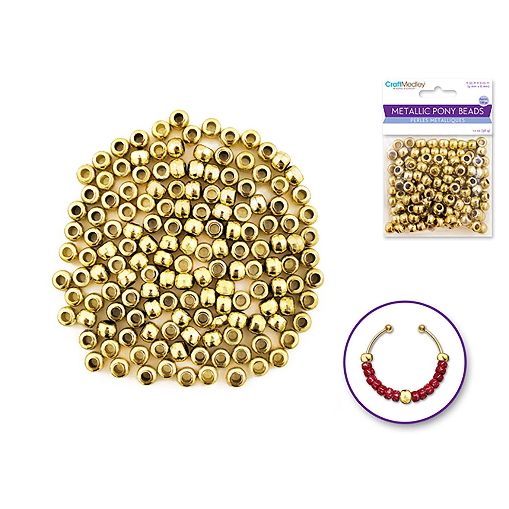 Gold Pony Beads : 9Mmx6Mm Barrel Metallic X150 - Dollar Max Dépôt