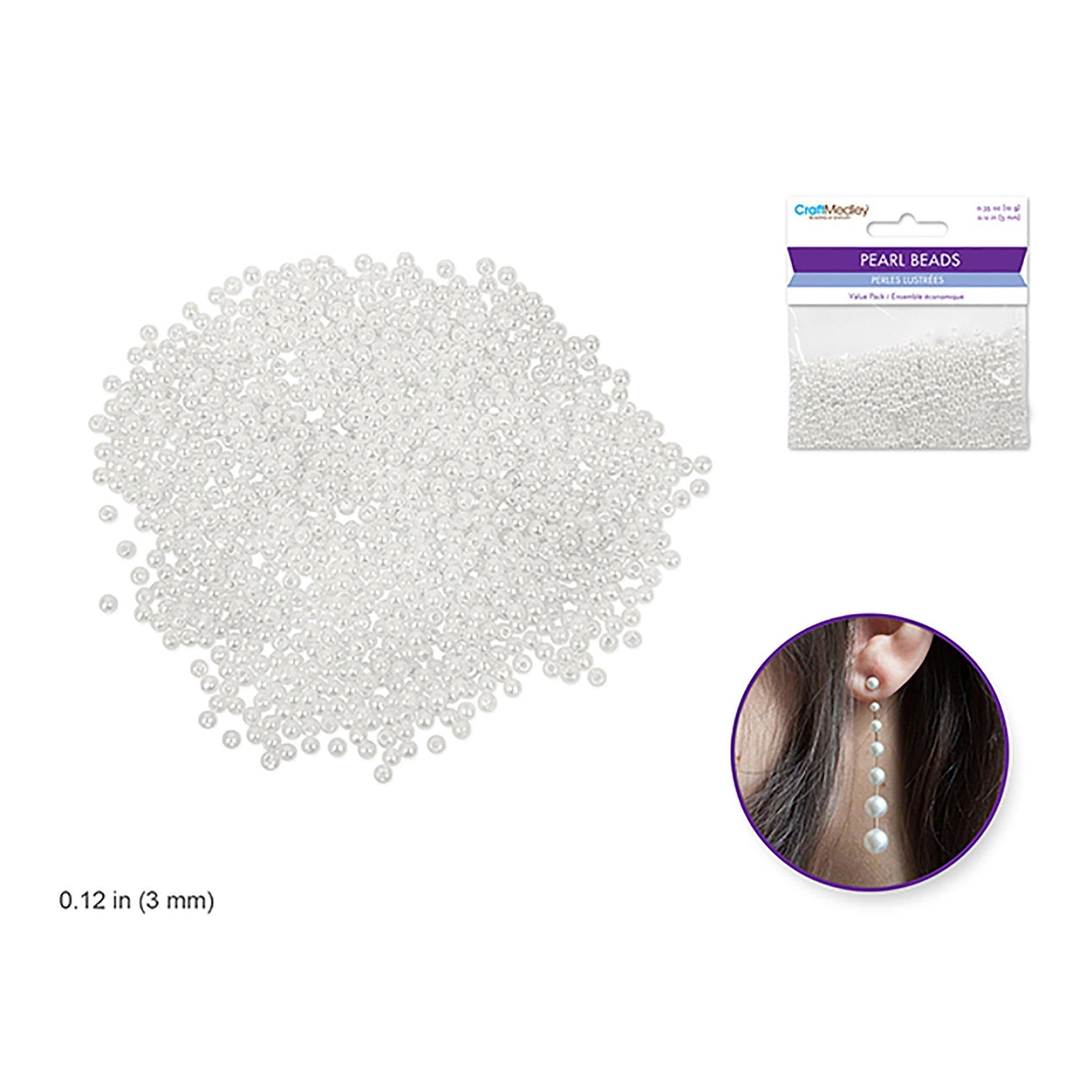 3Mm~ 850Pc Pearl Beads : Acrylic Sleek White Value-Pack - Dollar Max Dépôt