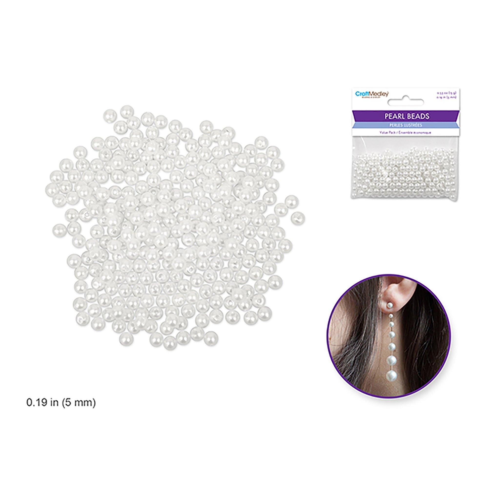 5Mm~ 265Pc Pearl Beads : Acrylic Sleek White Value-Pack - Dollar Max Dépôt