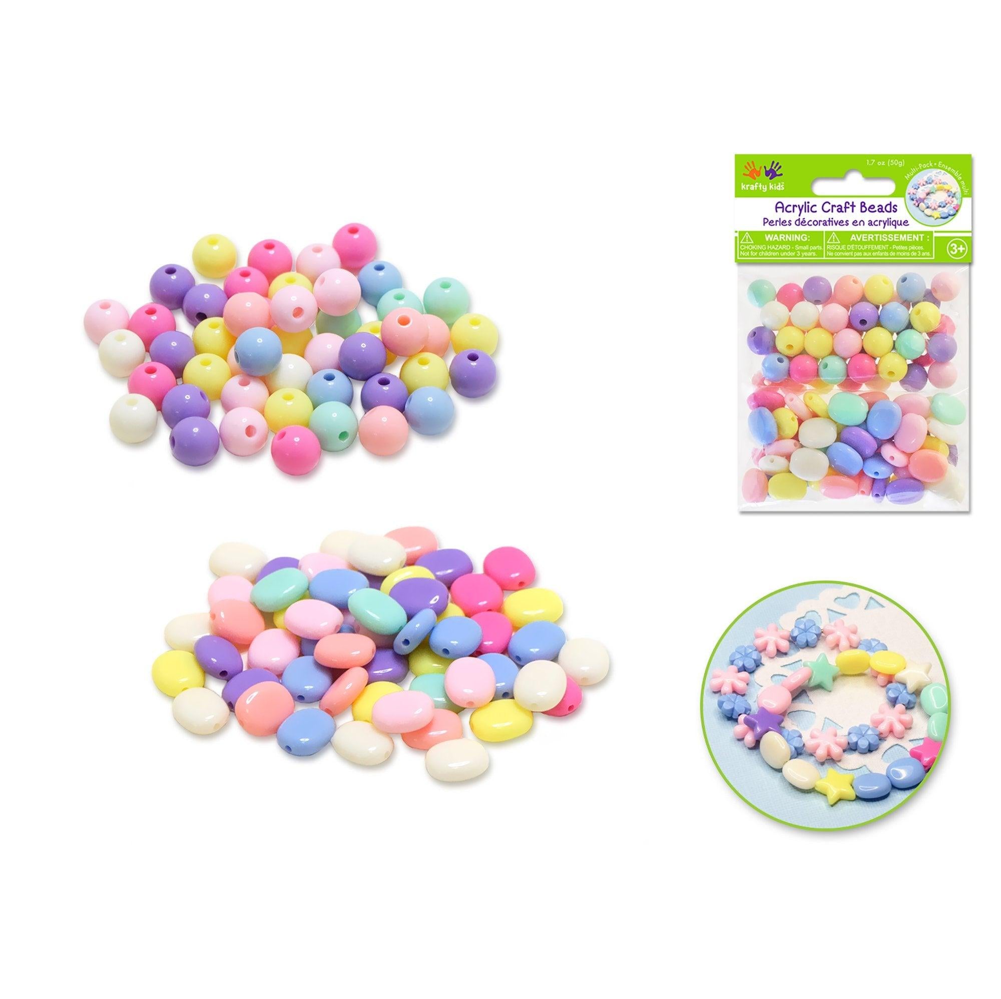 Acrylic Beads 50g Multi-Packs Round & Oval - Dollar Max Depot