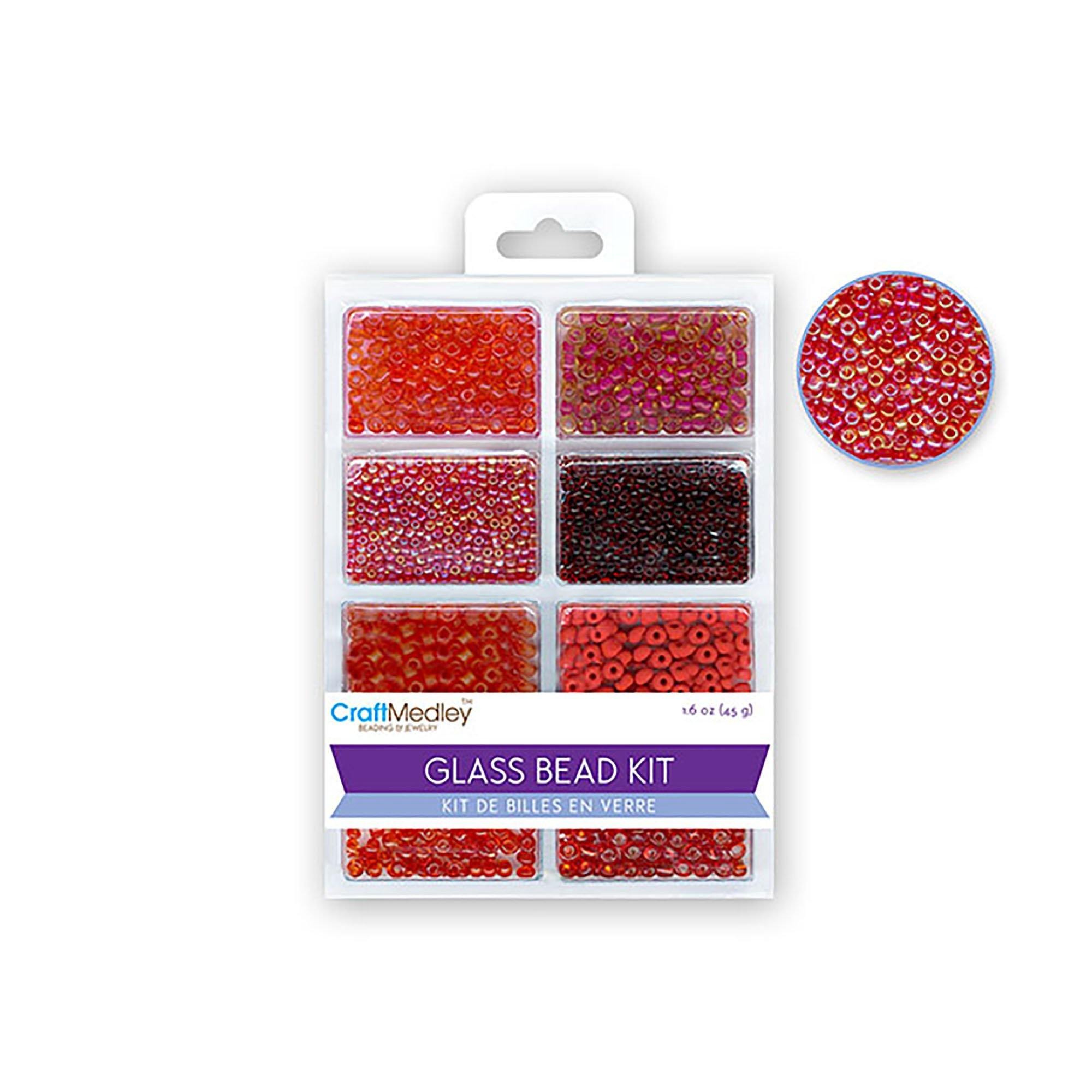Rouge Glass Bead Kit : Rocailles / Seed Beads / Bugles 45G Ultimix - Dollar Max Dépôt