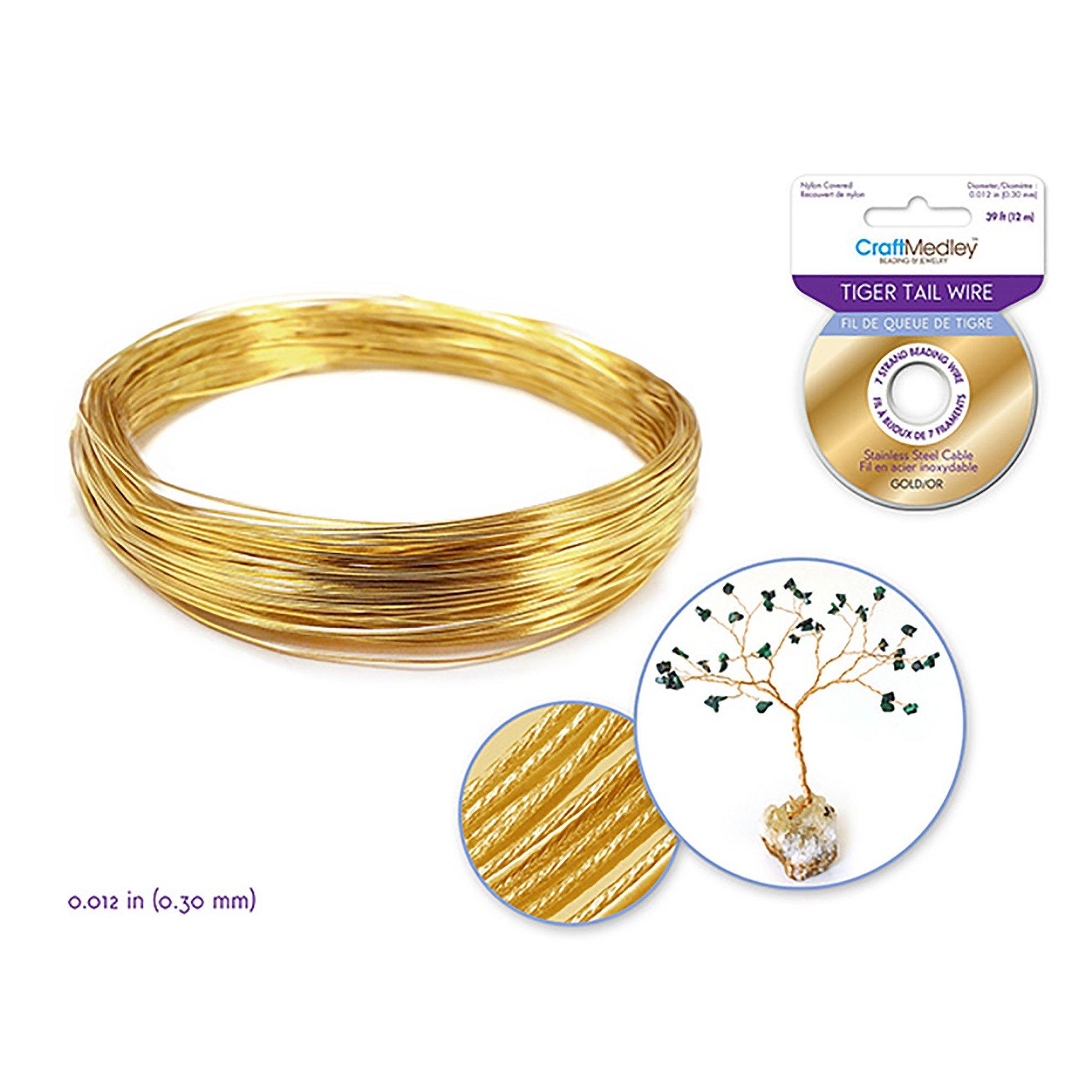 Gold Beading / Jewelry Wire: Tiger Tail 7-Strand .012 Diam (.30M 12M - Dollar Max Dépôt