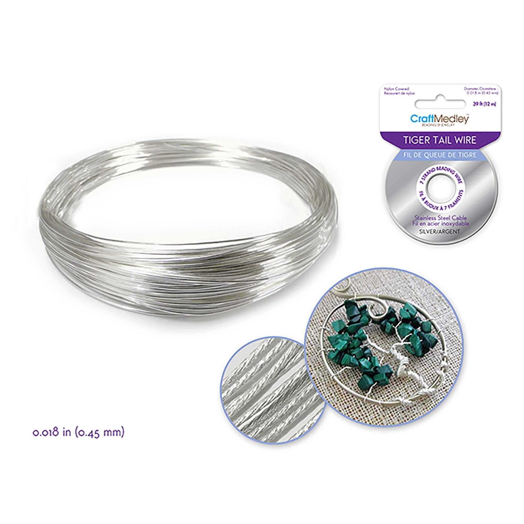 Silver Beading / Jewelry Wire : Tiger Tail 7-Strand .018 Diam (.45M 12M - Dollar Max Dépôt