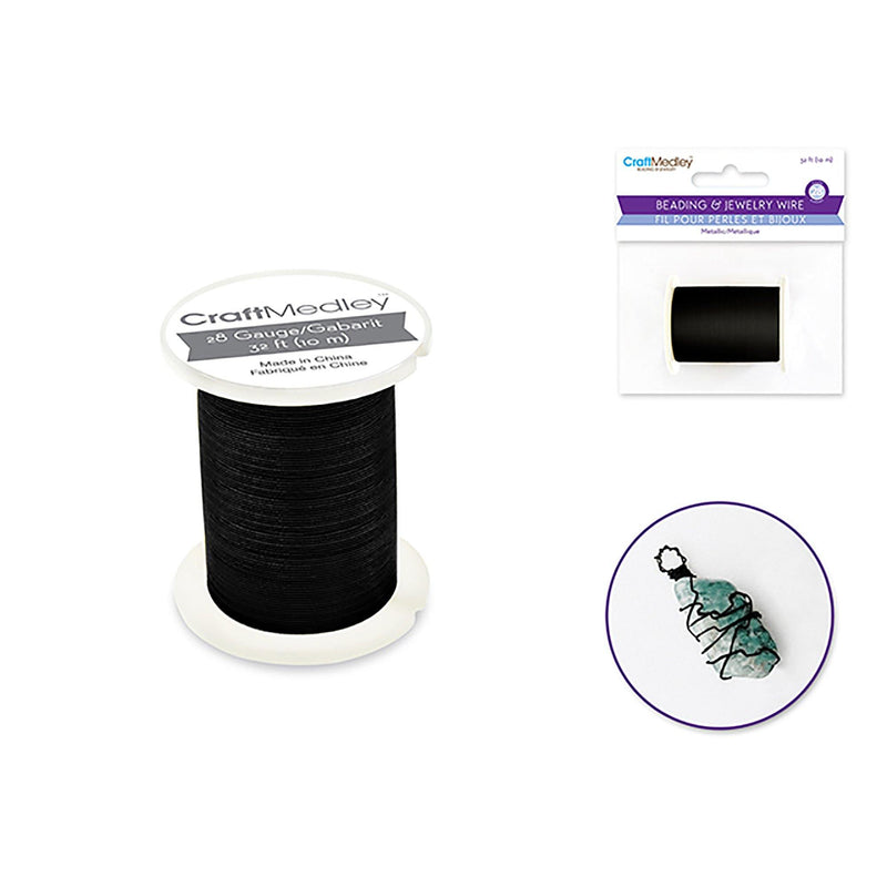 Black Beading / Jewelry Wire : 28G Metallic Colors 10M Spool - Dollar Max Dépôt