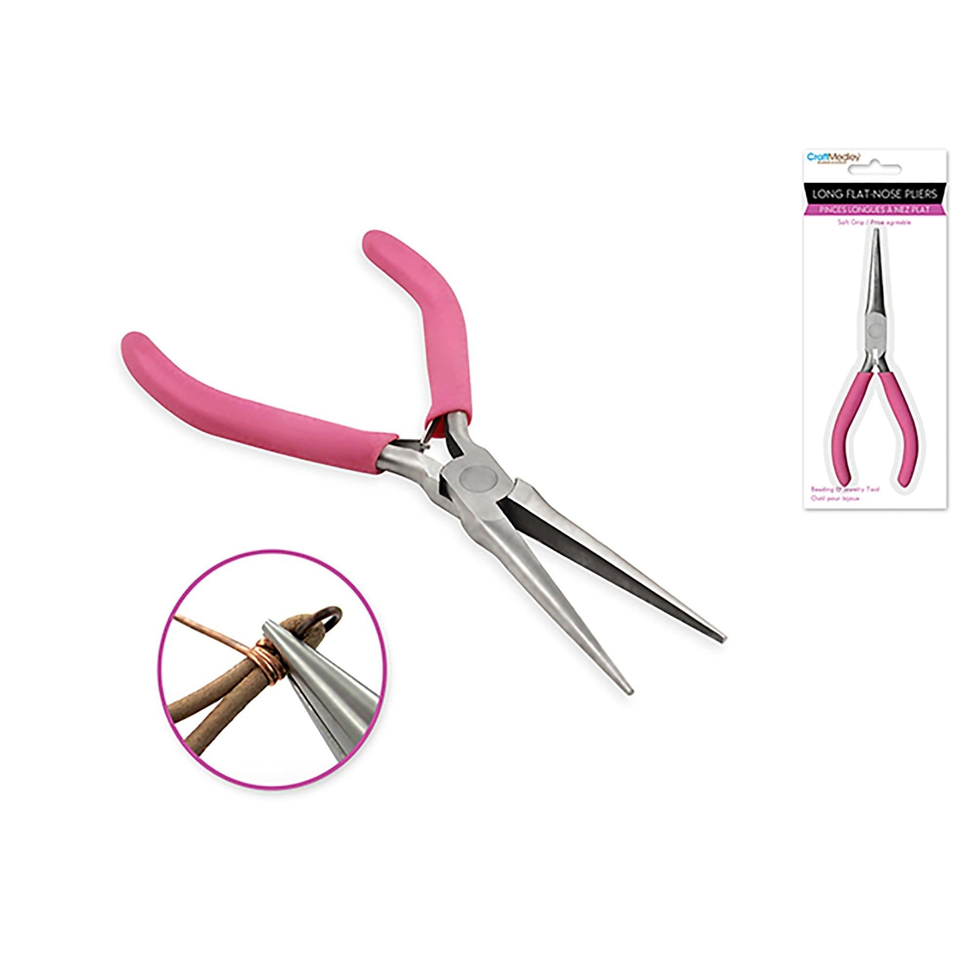 Beading / Jewelry Tool : Long Flat Nose Pliers With Soft Grip Handle - Dollar Max Dépôt