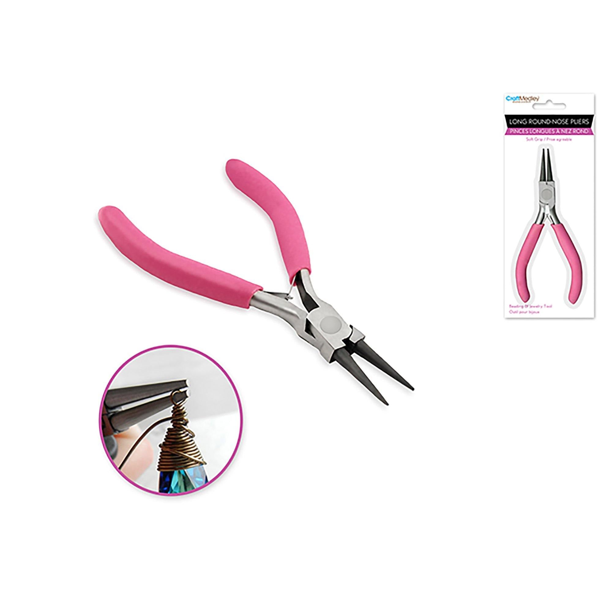 Beading / Jewelry Tool : Long Round Nose Pliers W / Soft Grip Handle - Dollar Max Dépôt