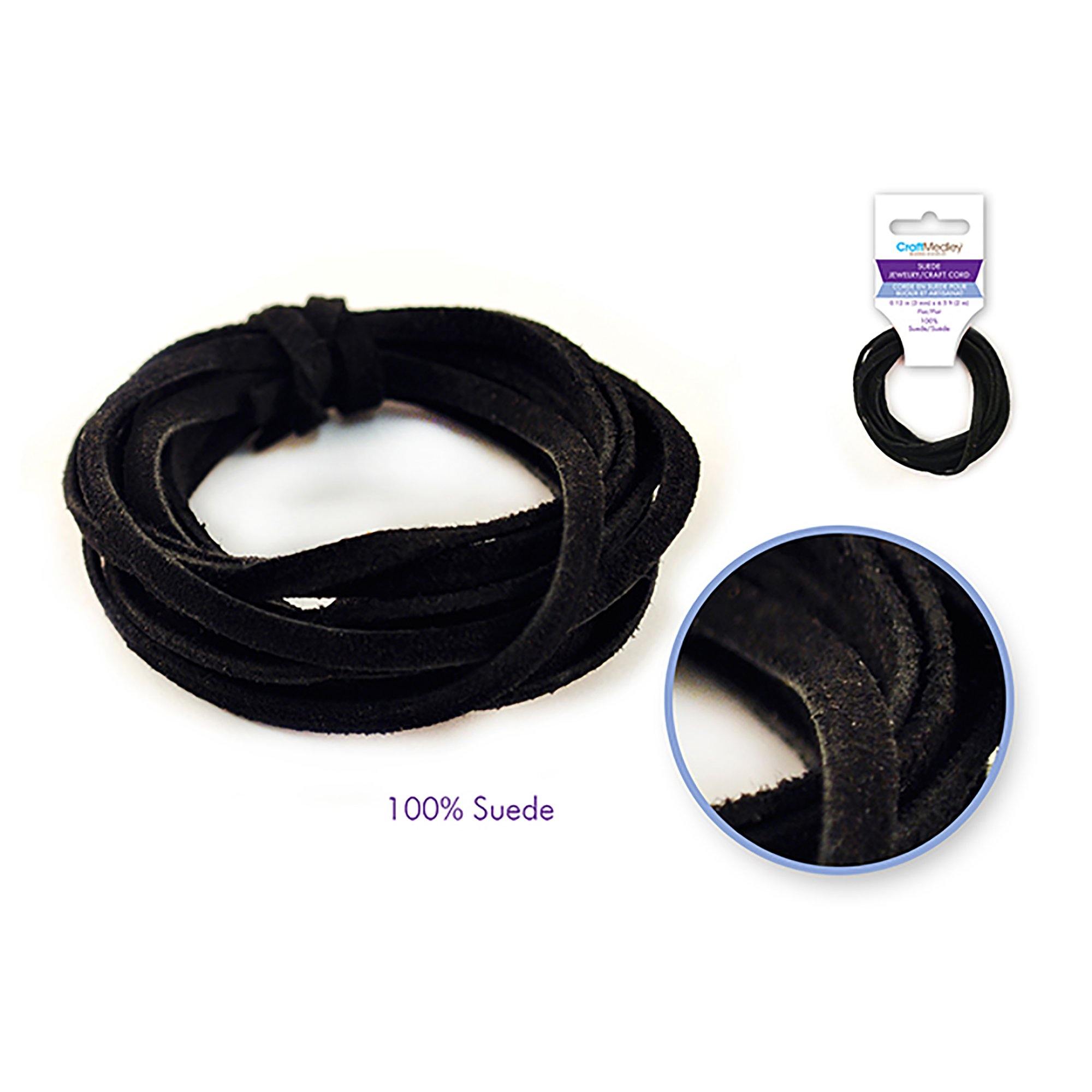 Black Jewelry/Craft Cord: 100% Suede 3Mm Flat X2M - Dollar Max Dépôt