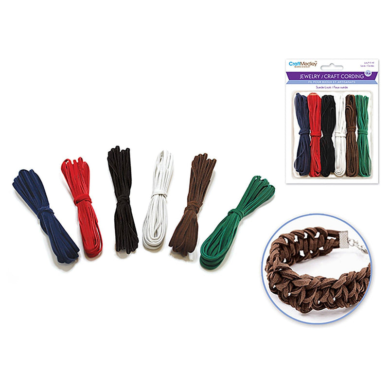 Jewelry/Craft Cord: Suede Look Asst X18M Bold Mix - Dollar Max Dépôt