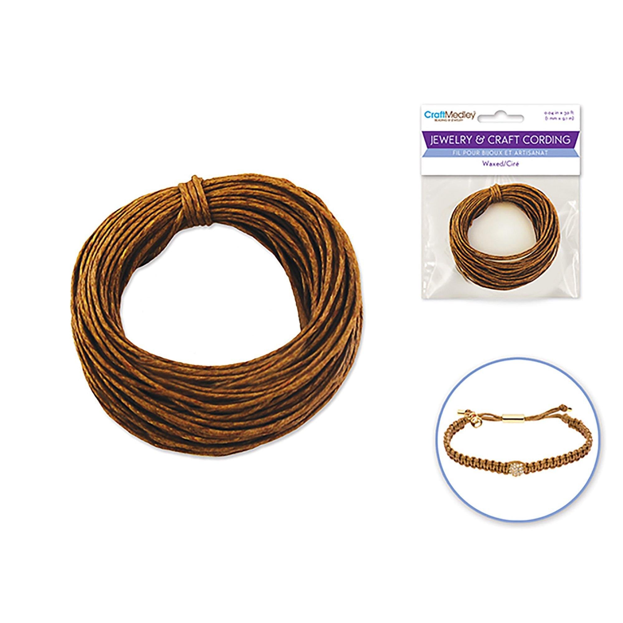 Dark Natural Jewelry/Craft Cord: 1Mmx10Yds Waxed Cord Round - Dollar Max Dépôt