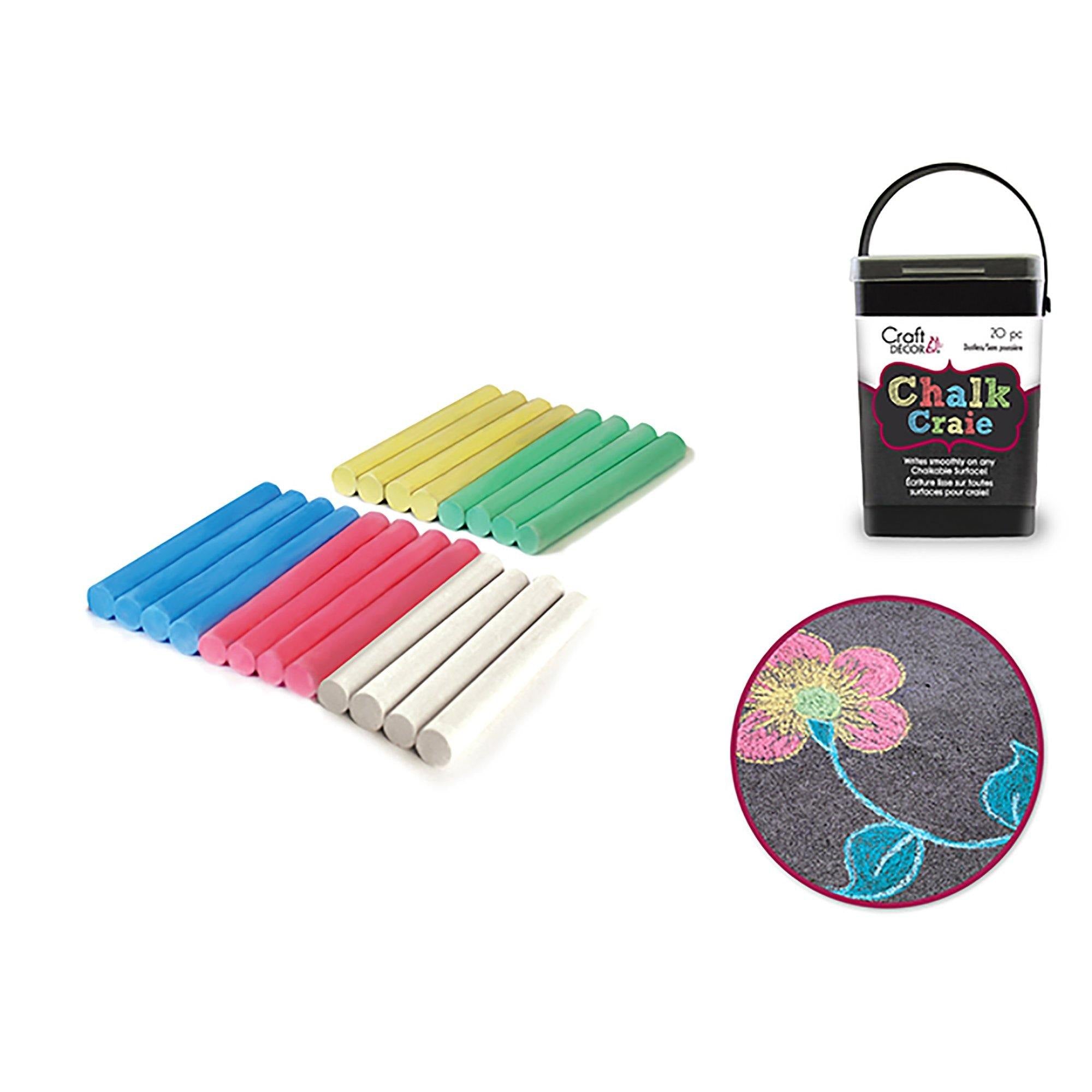 Color Medley Craft Decor: Chalk-It-Up Dustless Chalk Bucket 20Pc - Dollar Max Dépôt