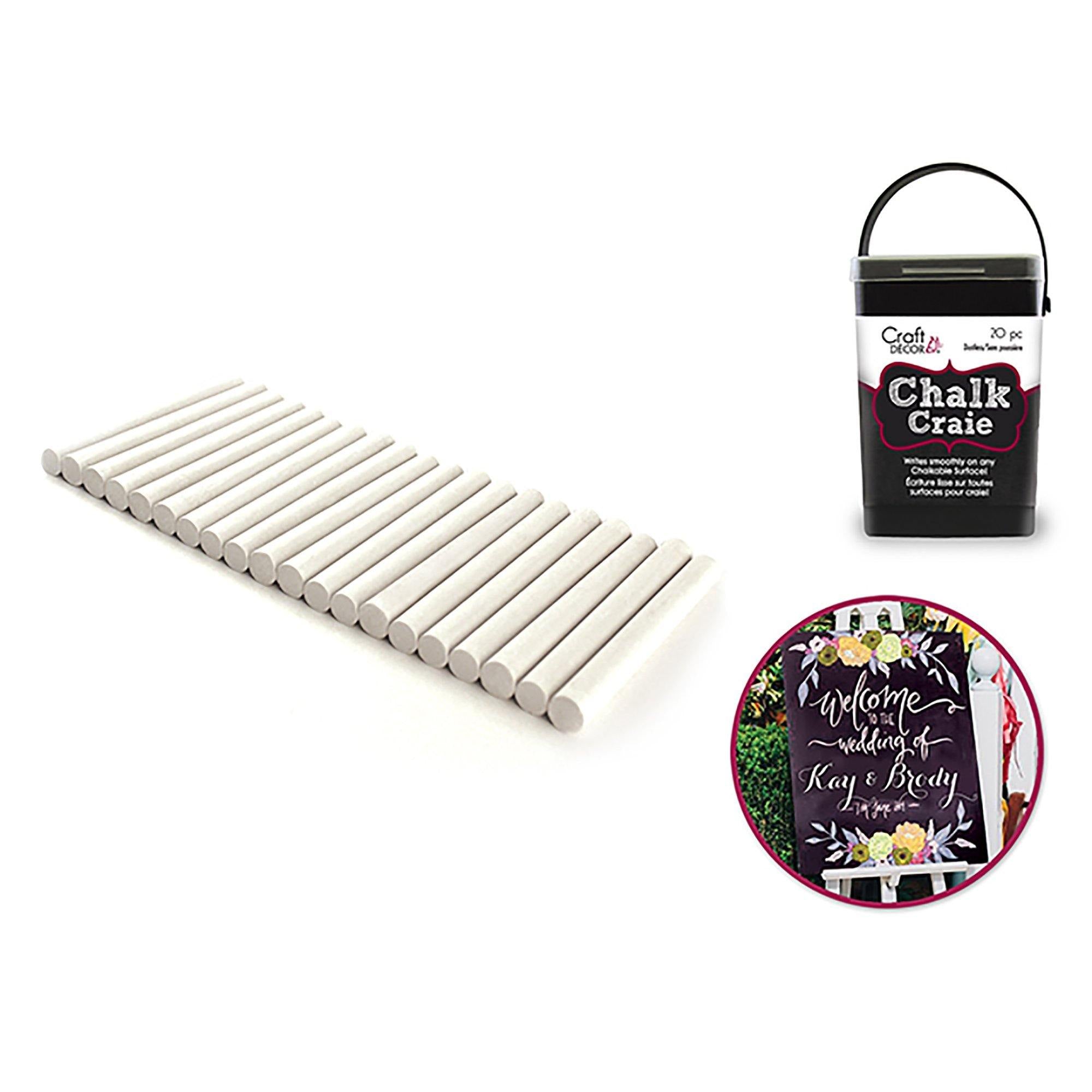 White Craft Decor: Chalk-It-Up Dustless Chalk Bucket 20Pc - Dollar Max Dépôt