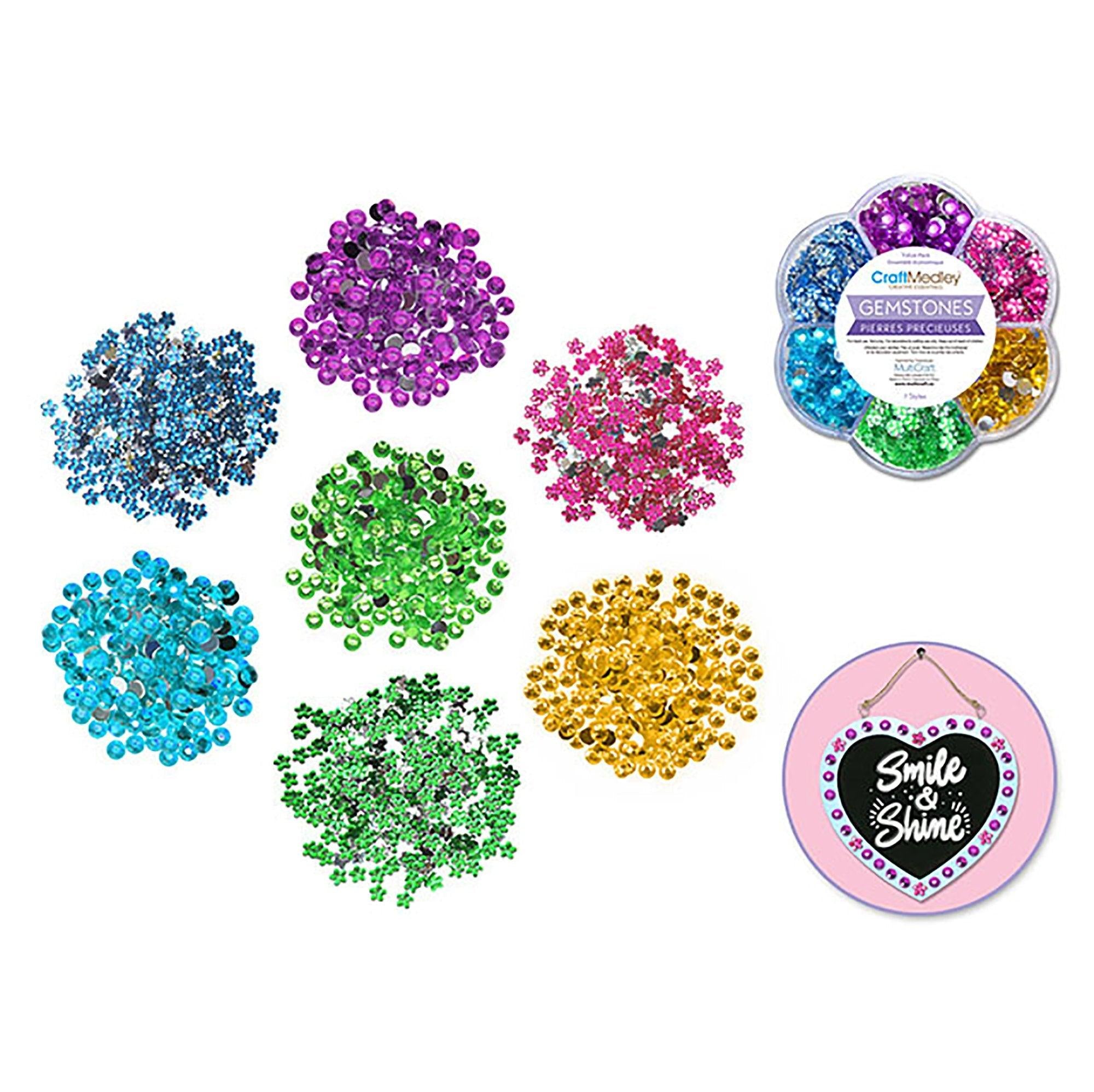 Craft Embell: 38.5g Gemstone Medley in Plastic Case 5mm Asst Shapes/Col B) Pastel - Dollar Max Depot