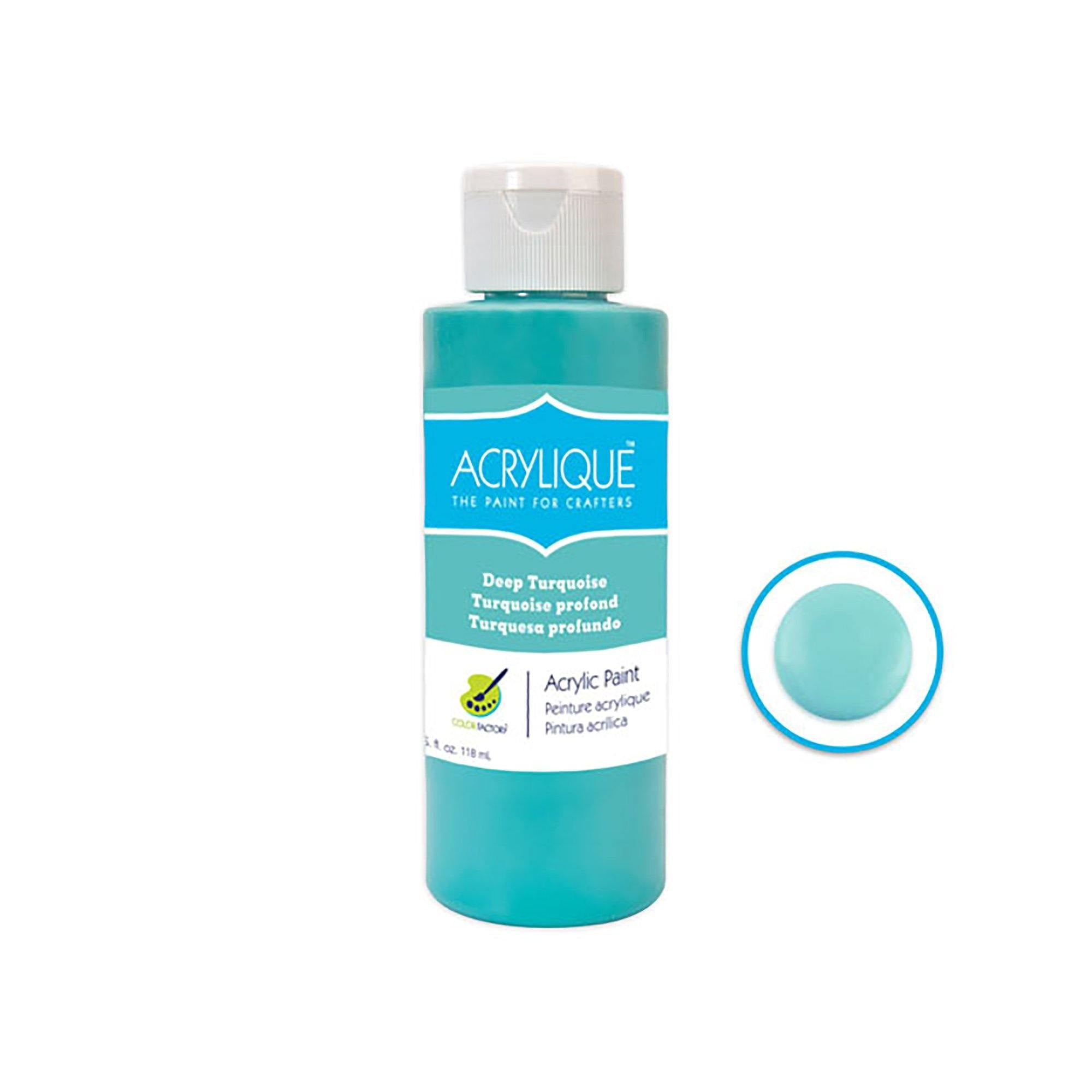 020 Deep Turquoise Color Factory: 4Oz Acrylique Paint For Crafter'S - Dollar Max Dépôt