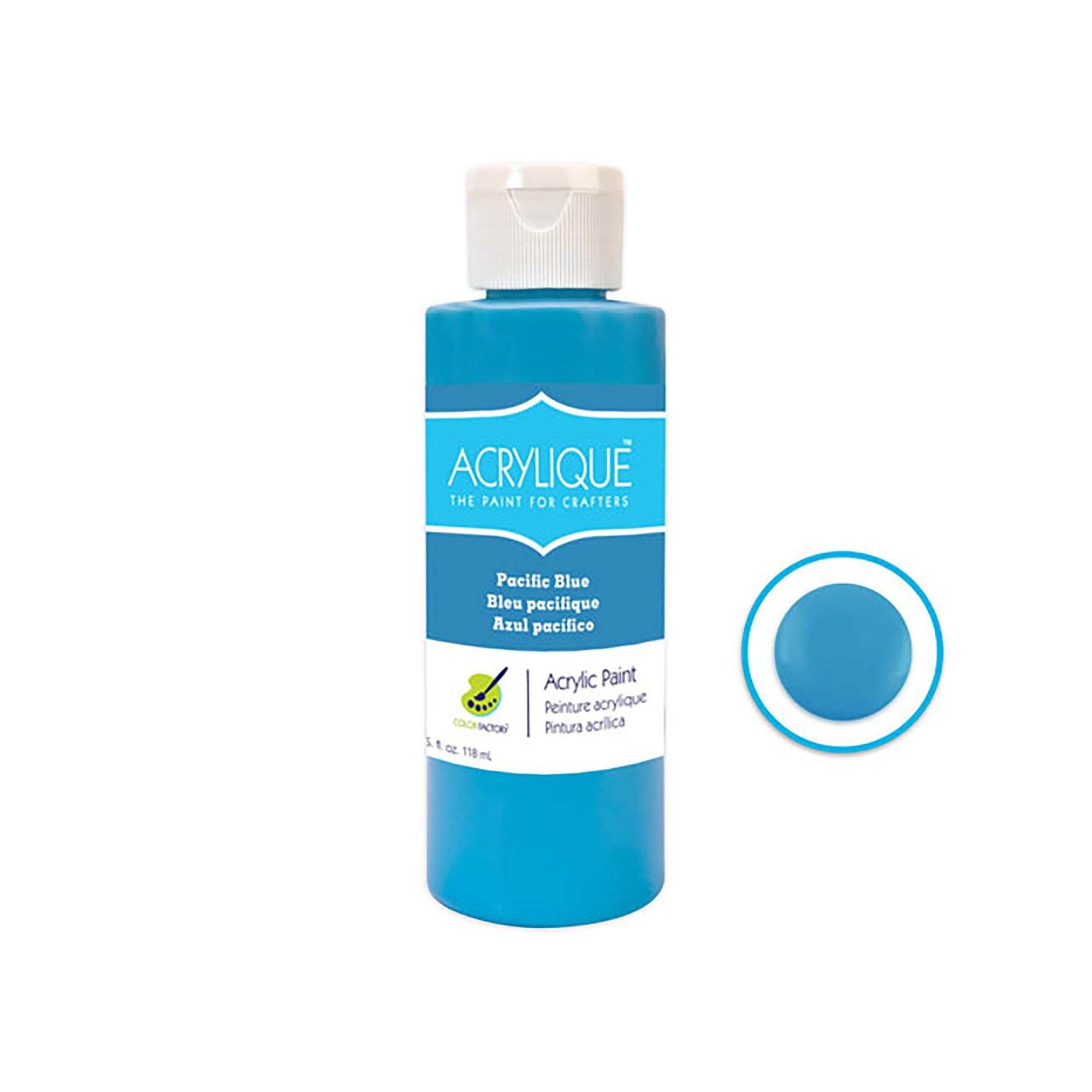 120 Pacific Blue Color Factory: 4Oz Acrylique Paint For Crafter'S - Dollar Max Dépôt