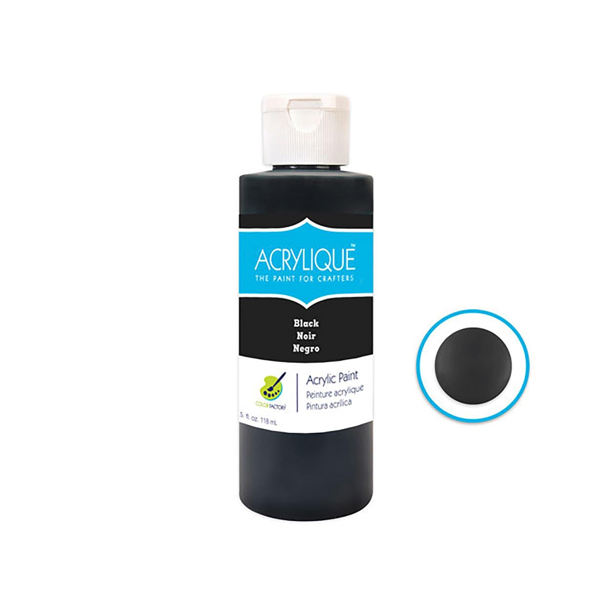 180 Black Color Factory: 4Oz Acrylique Paint For Crafter'S - Dollar Max Dépôt