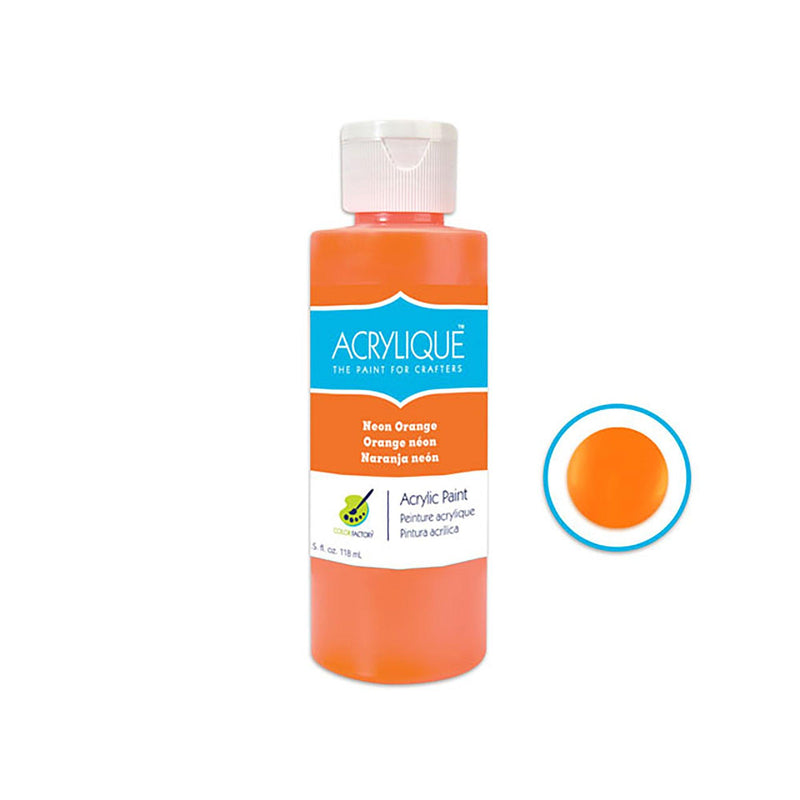200 Neon Orange Color Factory: 4Oz Acrylique Paint For Crafter'S - Dollar Max Dépôt