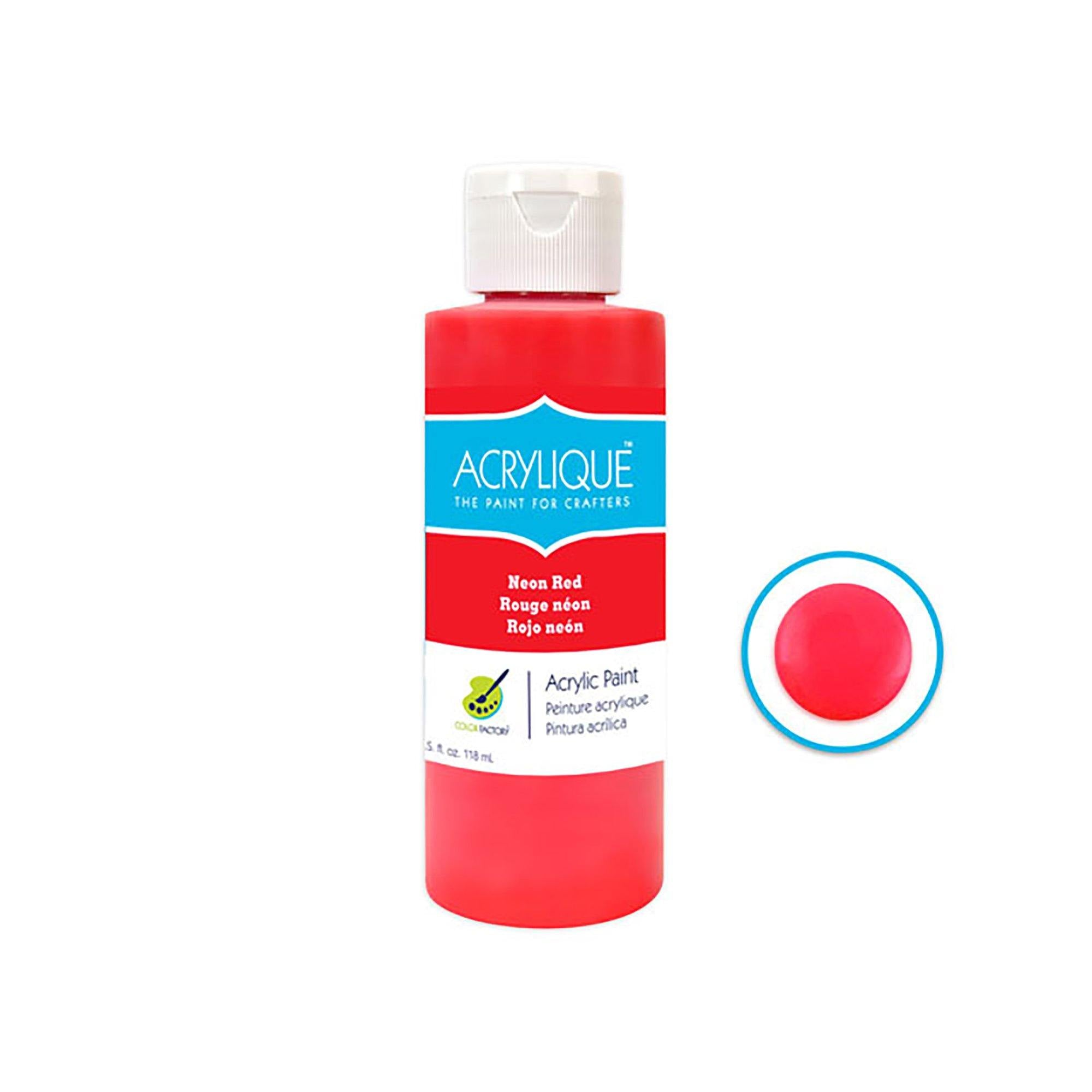 202 Neon Red Color Factory: 4Oz Acrylique Paint For Crafter'S - Dollar Max Dépôt