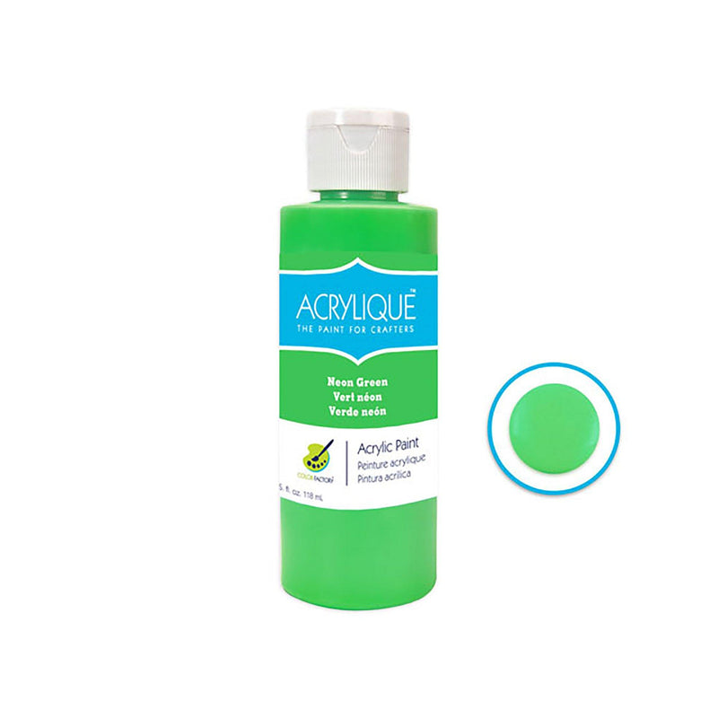 205 Neon Green Color Factory: 4Oz Acrylique Paint For Crafter'S - Dollar Max Dépôt