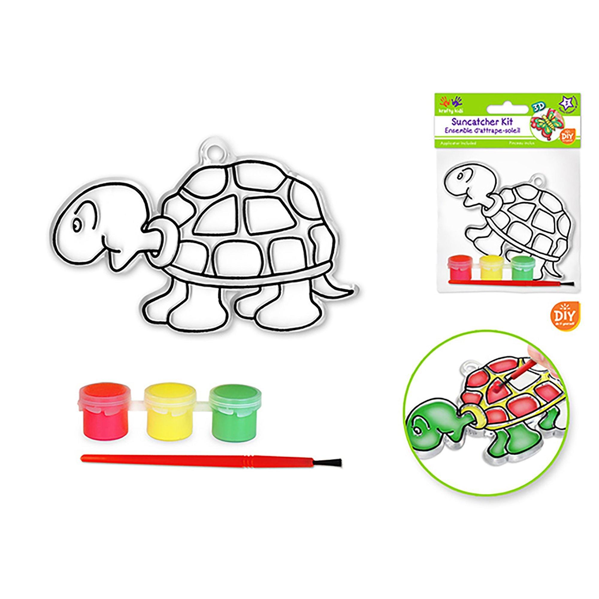 Turtle Krafty Kids Kit: 'Diy' 3D Suncatcher W/3 Paints&Applicator - Dollar Max Dépôt
