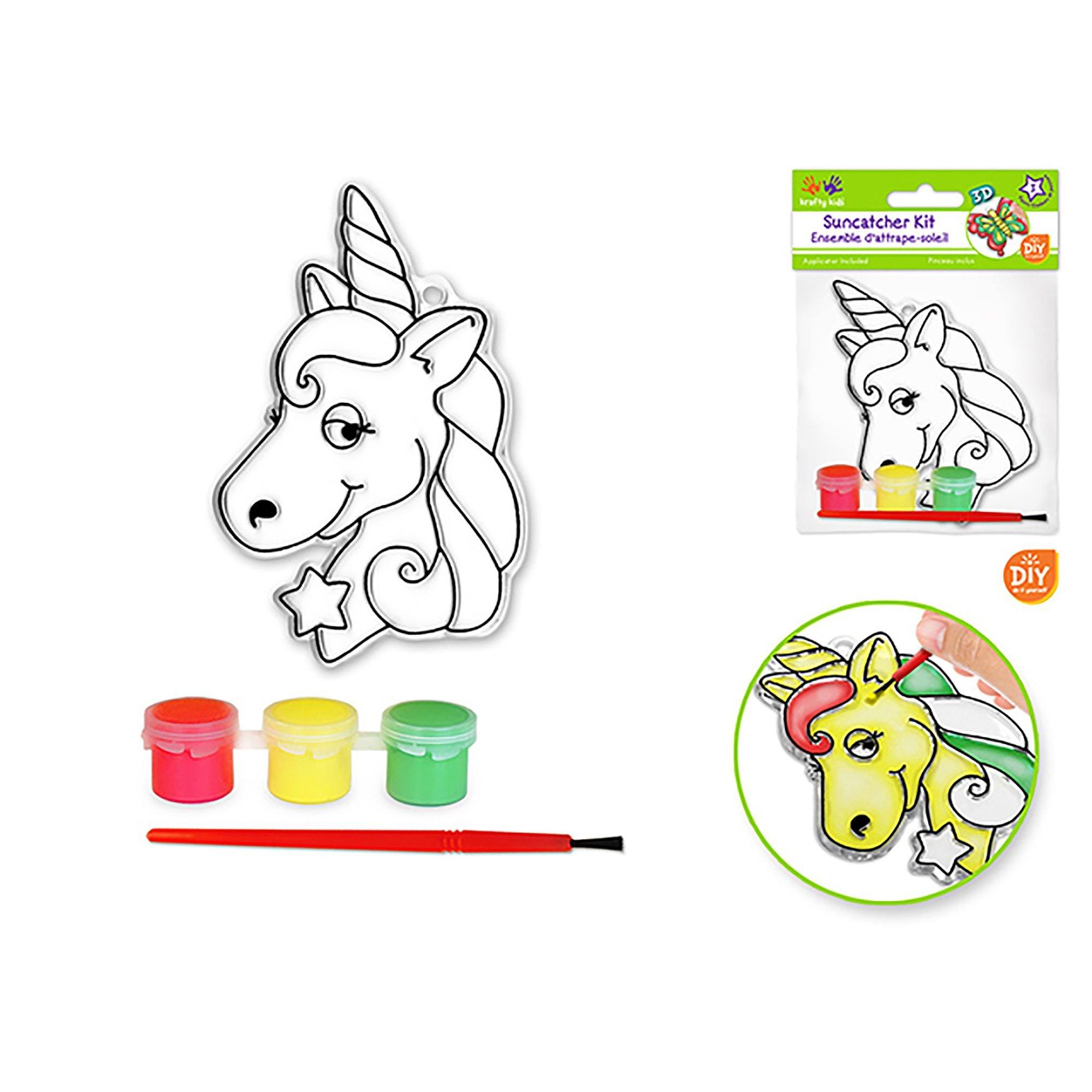 Unicorn Krafty Kids Kit: 'Diy' 3D Suncatcher W/3 Paints&Applicator - Dollar Max Dépôt