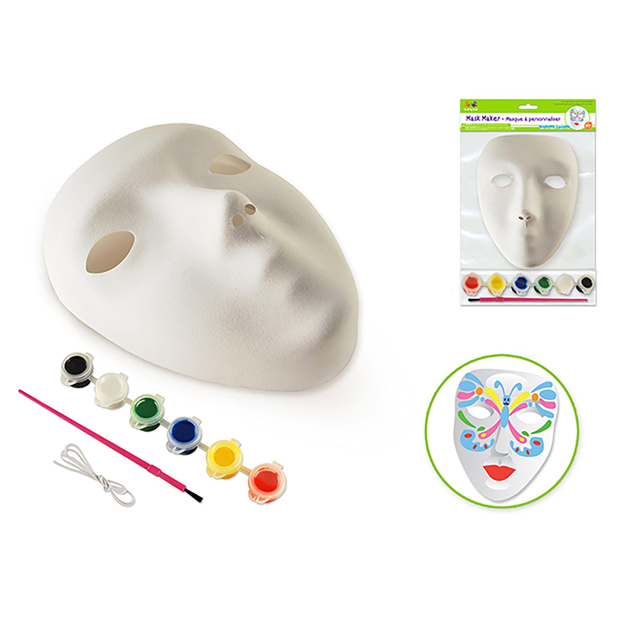 Female Krafty Kids Kit: Diy 9" Mask Maker W/6 Paints & Brush - Dollar Max Dépôt