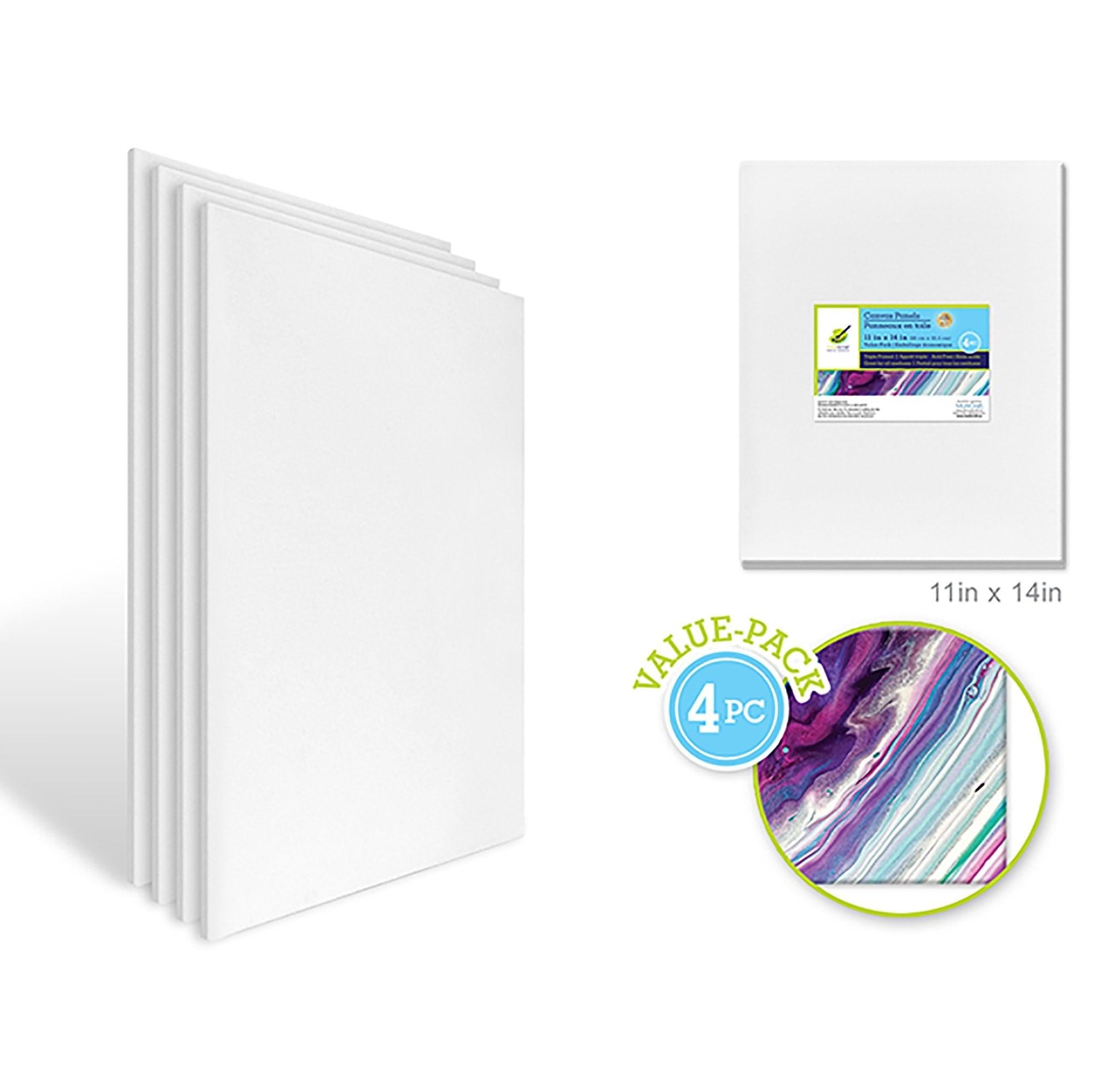 Canvas Panels Primed: 11 inch X 14 inch Value Pack 4pc Artist Quality - Dollar Max Depot